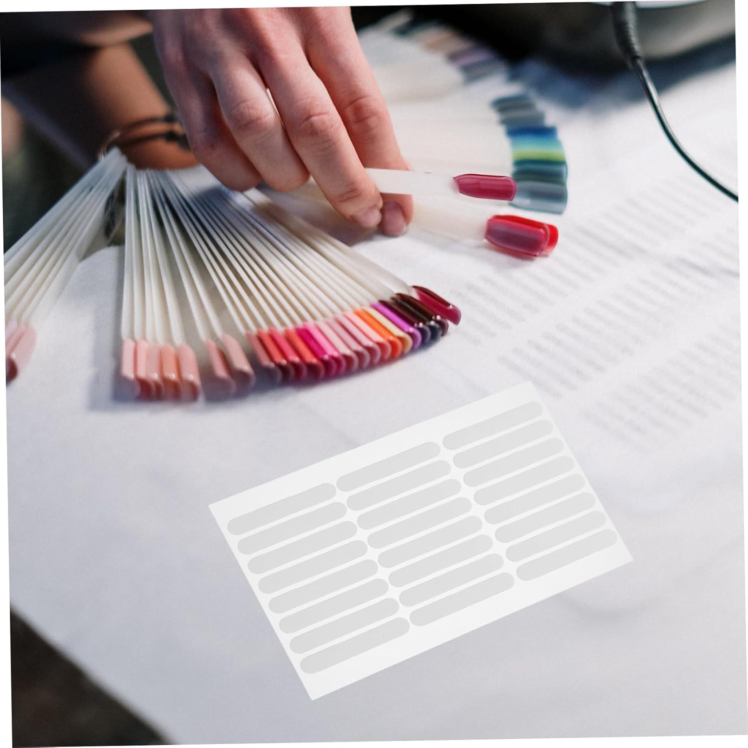 Outanaya 4sheets Transparent Crystal Adhesive Nail Art Display Tape Double-Sided Traceless Mounting Strips for Salon Use Easy Application for Showcasing Nail Designs