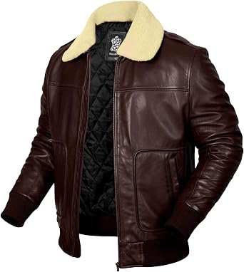 Mens Real Lambskin Leather Bomber Jacket Aviator Style