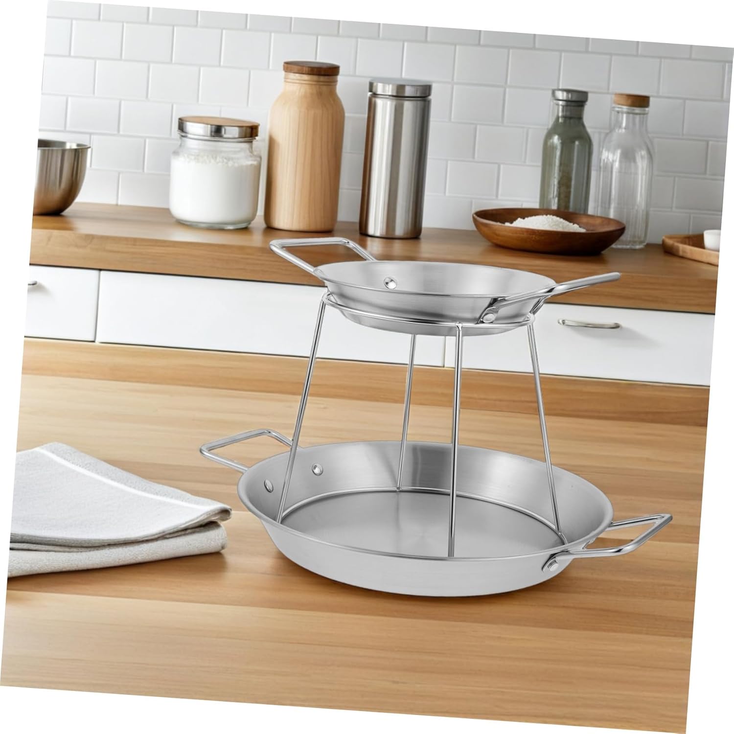 1Set Double Layer Stainless Steel Seafood Tower Elegant Serving Platter for Sashimi Oysters Bbq Easy Clean Buffet Display Stand for Hotel Home Gatherings