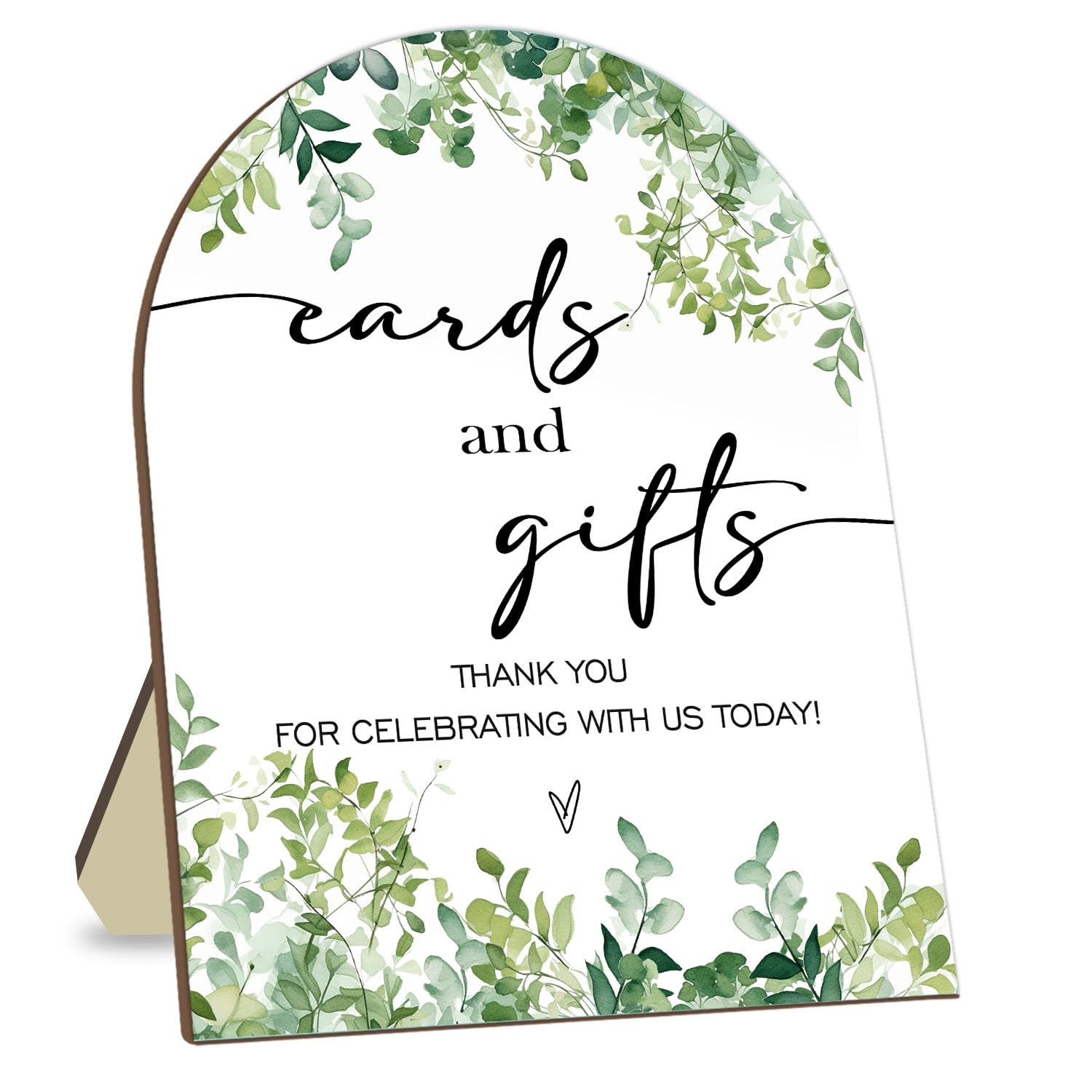 Cards and Gift Sign, Thank You for Your Gift and Well Wishes Sign, Eucalyptus Leaf Decoration Bridal Shower with Stand, Baby Shower Favors, Party Decor Supplies 9 * 11IN