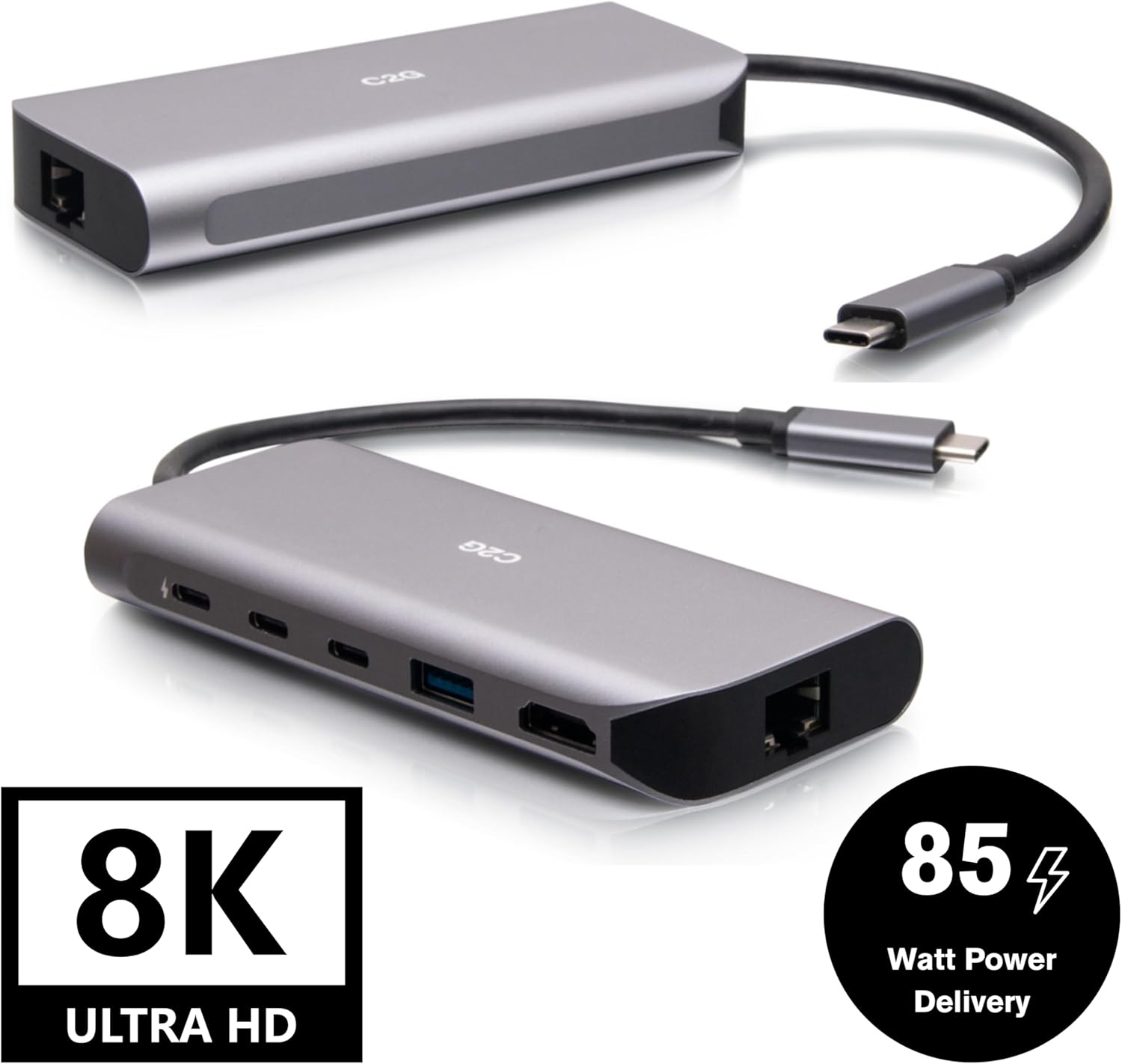 C2G USB-C® 4.0 6-in-1 Mini Docking Station with HDMI®, USB-A, Ethernet, and USB-C® 85W– 8K 60HZ