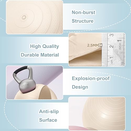 Miniatura 3 de Pelota de ejercicio para entrenamientos, pelota de yoga antiestallidos y antideslizante para gimnasio, fitness y terapia física