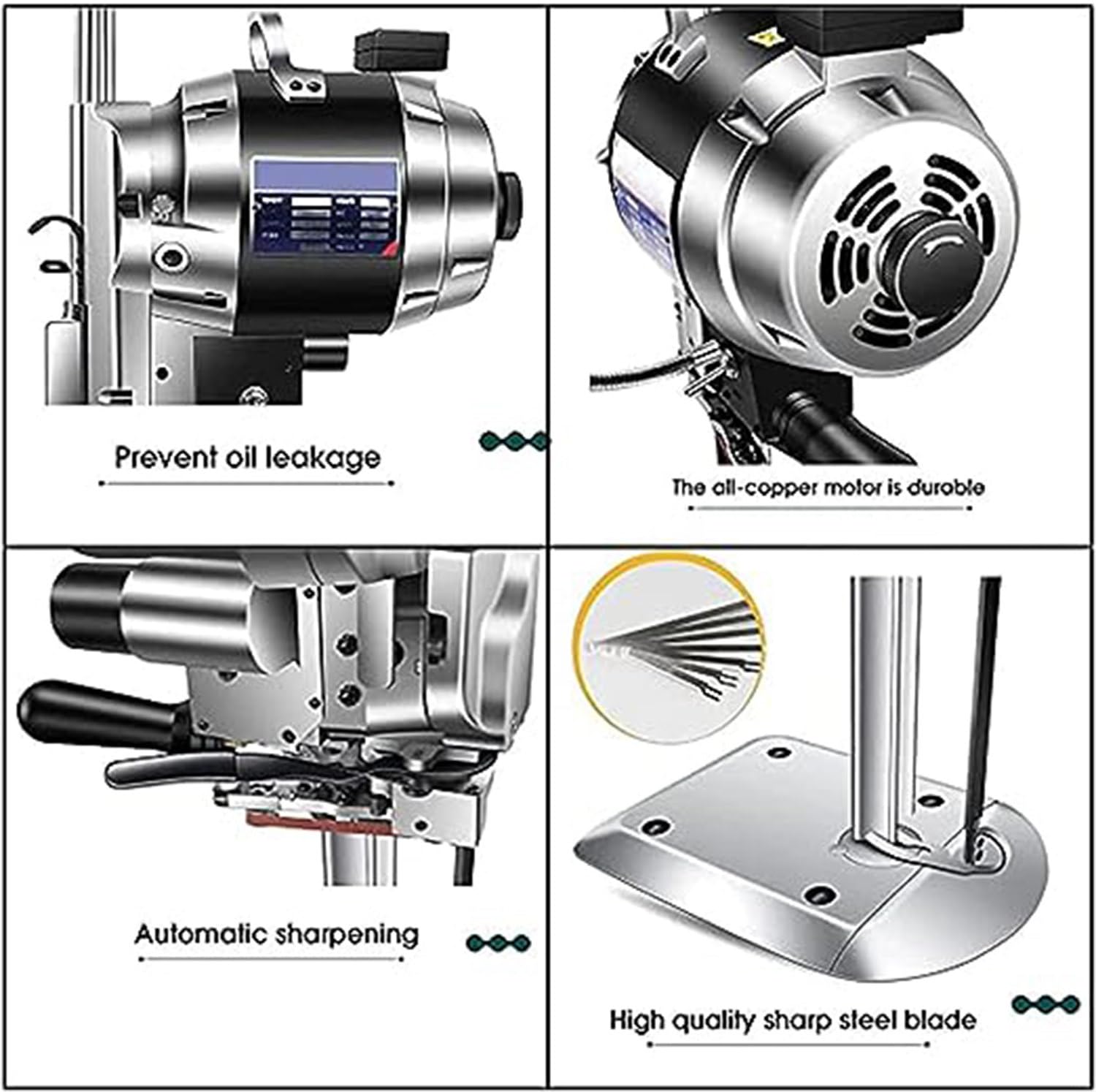 Máquina cortadora de tela industrial, tijeras eléctricas verticales para tela con luz LED, cuchilla de afilado automático, máquina con automático para cortar cuero/caucho/cartón, 220 V-13" (220 V 13")