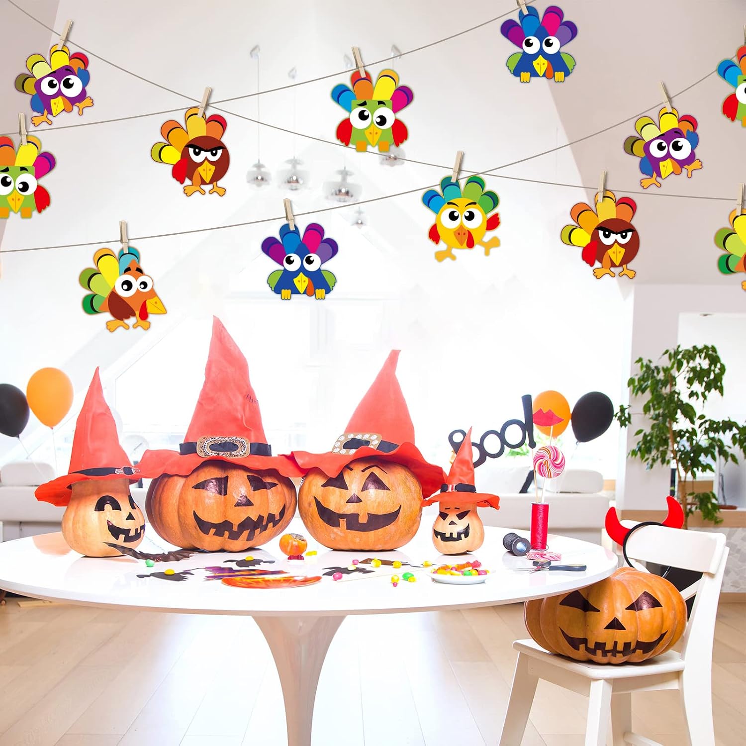 chiazllta 30Pcs Thanksgiving Craft Kits DIY Turkey Craft, Fall Art Craft Make Your Own Turkey Card Sticker Set for Home Game Activities