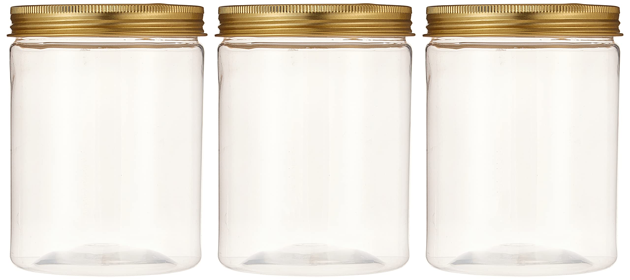 3 Pieces 500 ml Empty Bottle Refillable Clear Plastic Jars with Gold Lids for Food Home Storage Products Round Containers Candy,Spices,Buiscuts