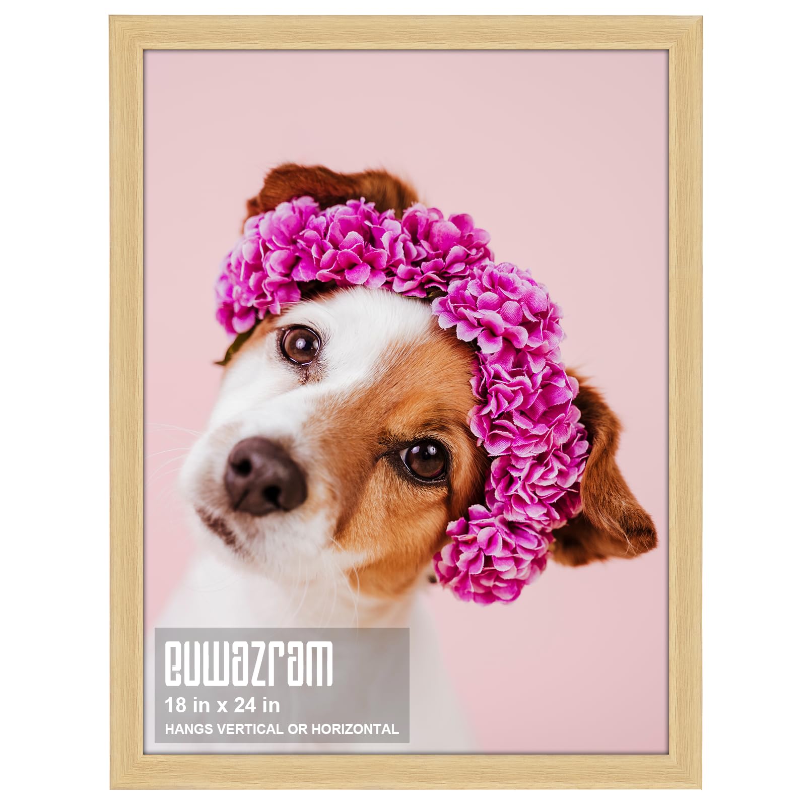 Photo 1 of 18x24 Frame - Single Frame, Rustic Oak 18 x 24 Poster Frame, Simple Design Poster Frames 18 x 24 for Artwork, Puzzles, Photos, and Movie Posters Oak 18x24