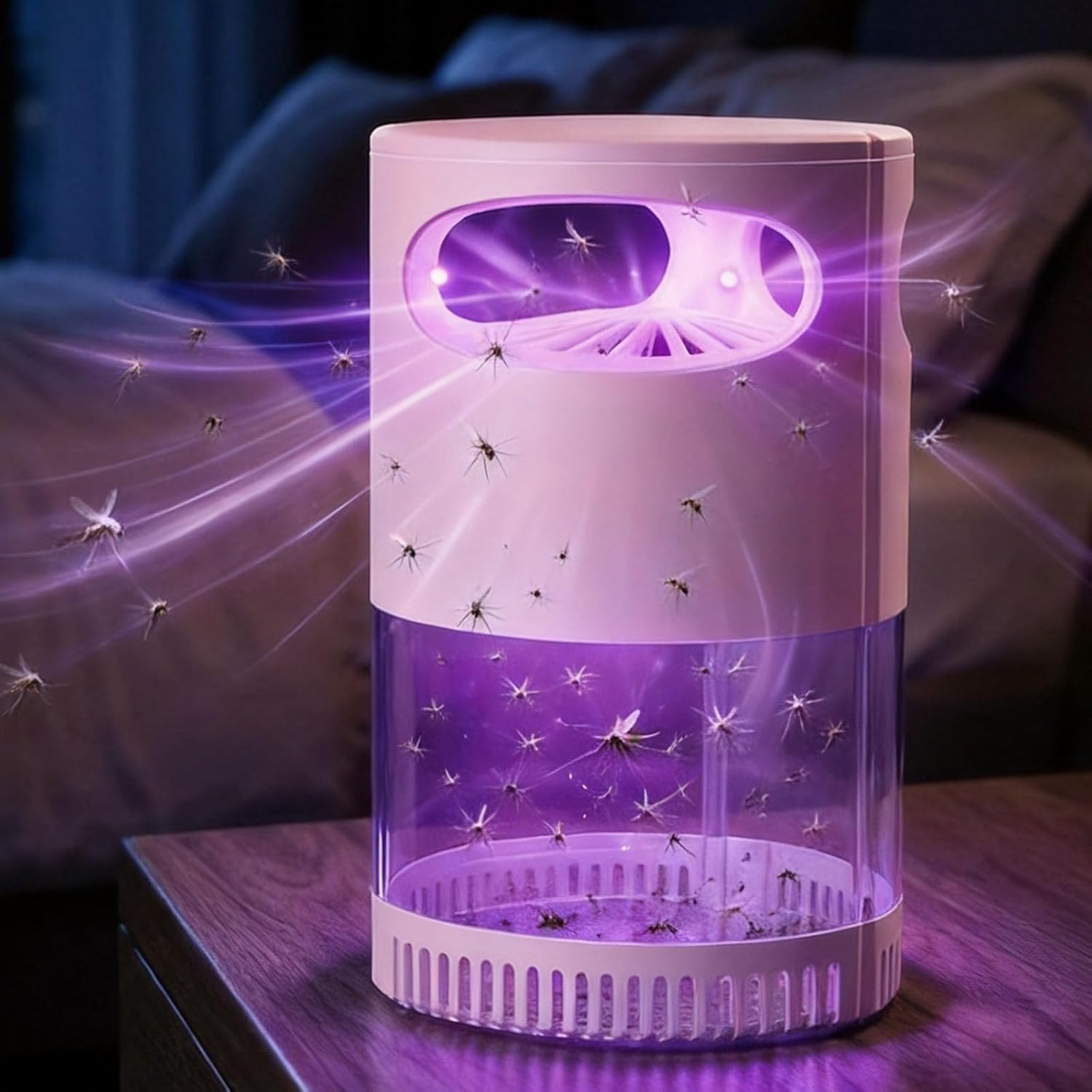 Trappola per zanzare ultra silenziosa con aspirazione UV bionica, silenziosa trappola UV per zanzare e insetti Zapper, trappola USB per interni con luce notturna, sicura per camera da letto, asilo