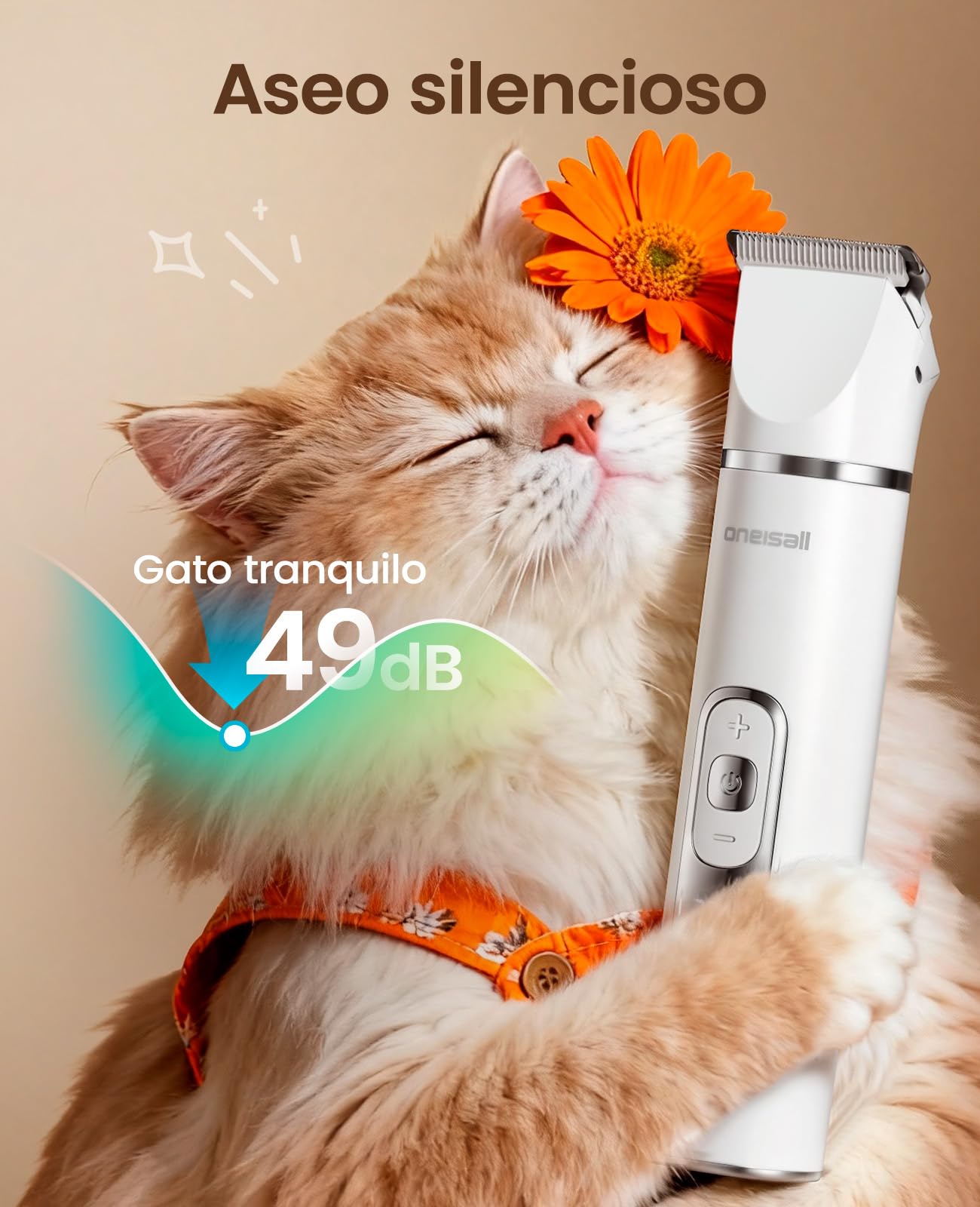 Oneisall Cortapelos 3 en 1 para Mascotas, Maquina Cortar Pelo Perros, Maquinilla Silenciosa con Pantalla LCD, Ideal para Cortar Pelaje Enredado, Sarro Anal, Patas y Ruedas de Gatos y Perros