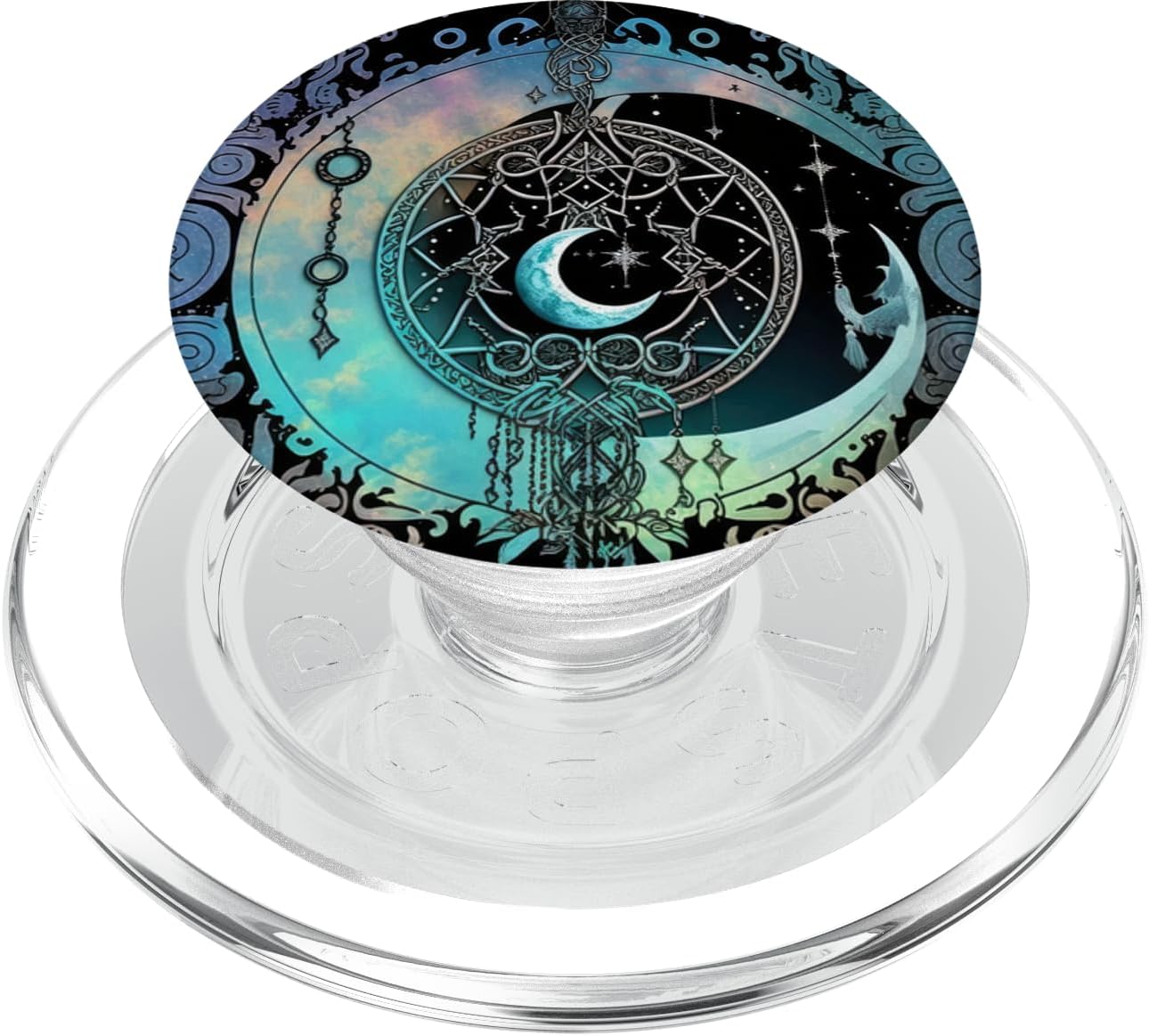 Mystical Moon Wiccan Pagan Symbol Crystals Mandala PopSockets PopGrip for MagSafe