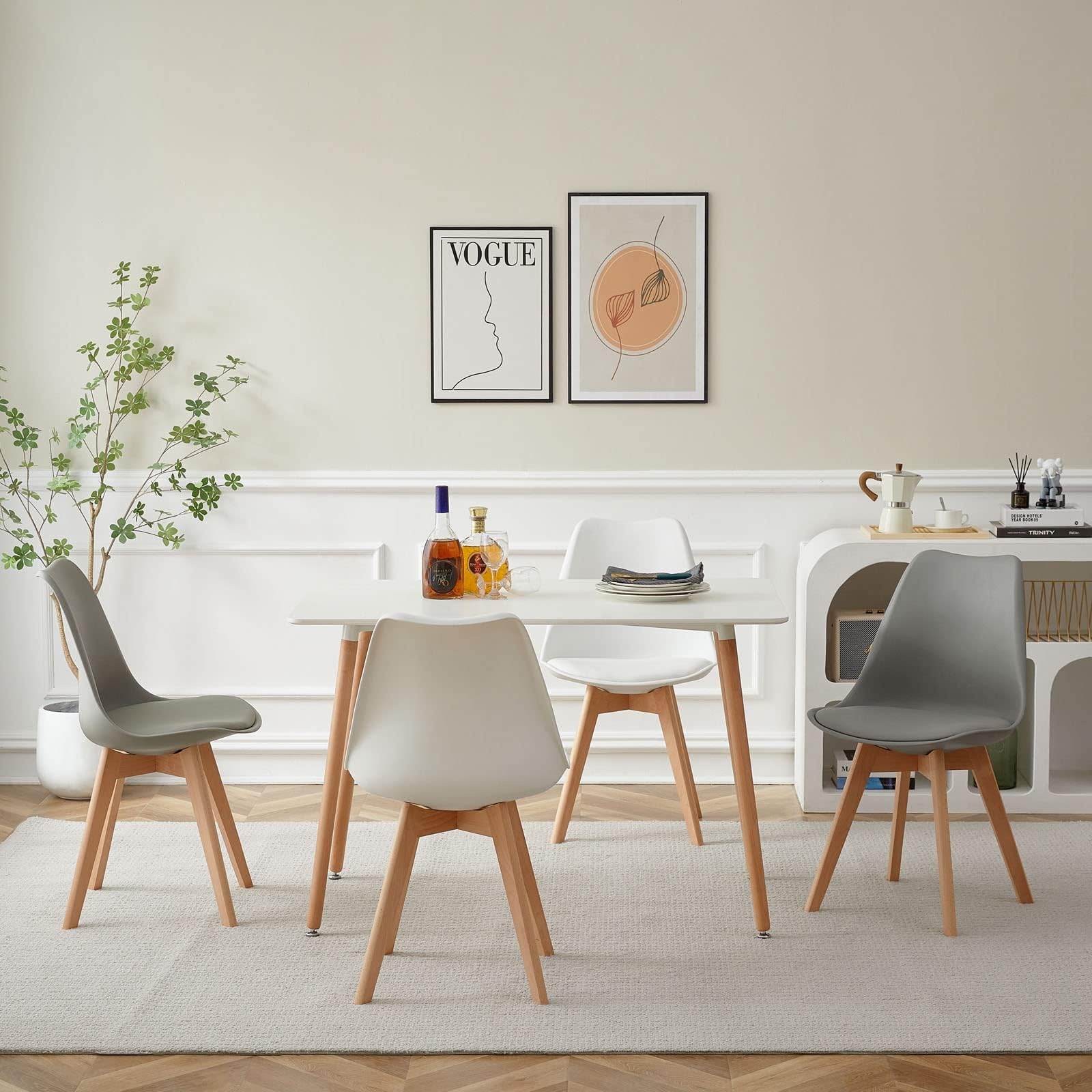 Ensemble Salle à Manger LafeuR - Table Ronde 80cm + 4 Chaises Blanc