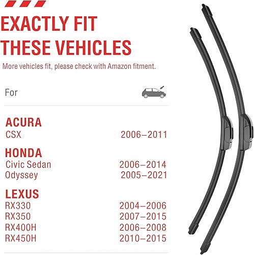 Miniatura 3 de Repuesto de escobillas de limpiaparabrisas con calidad de fabricante original del equipo, 26 y 22 pulgadas, compatible con Acura Csx 2011-2006,