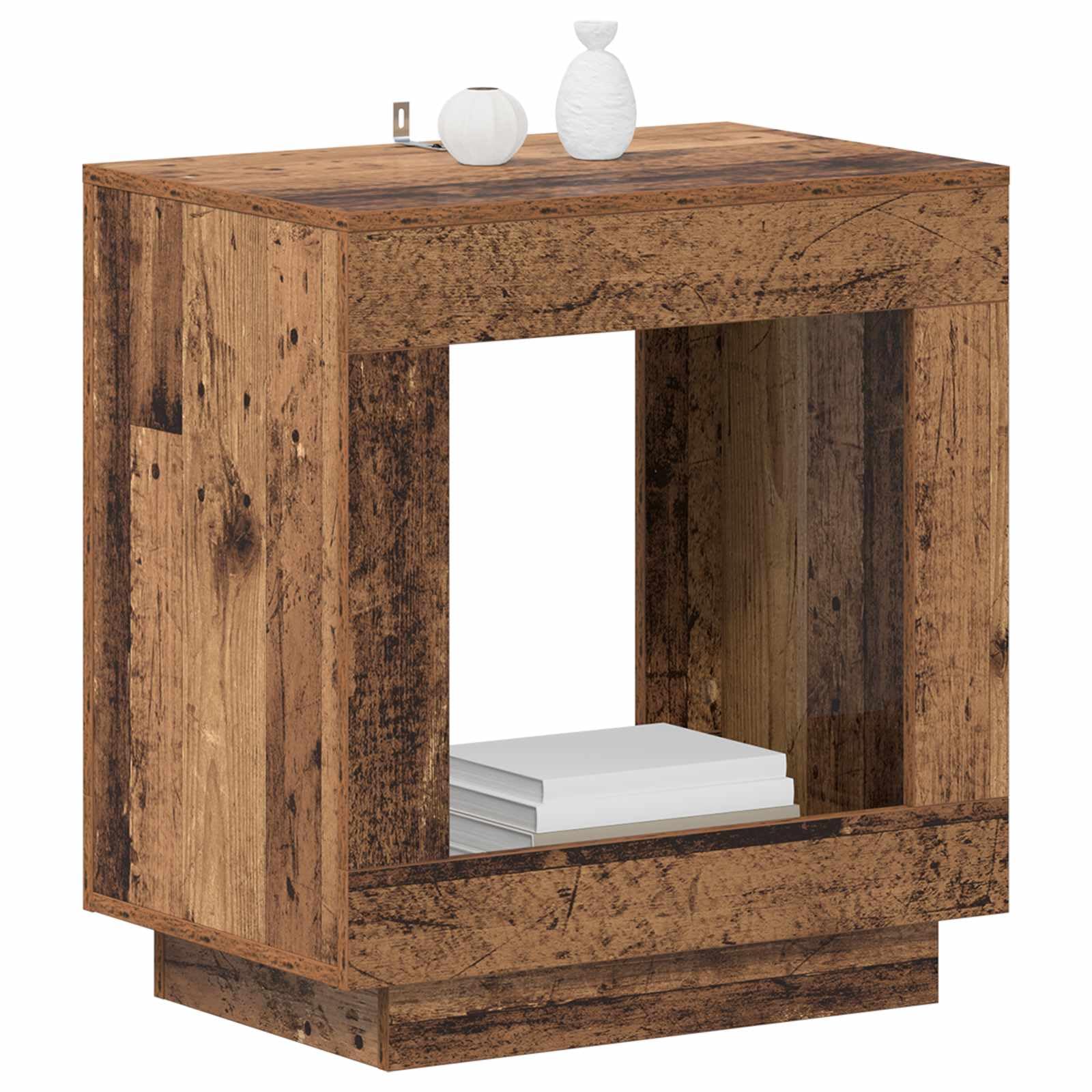 Tavolino effetto legno anticato, 60 x 40 x 65 cm, in legno
