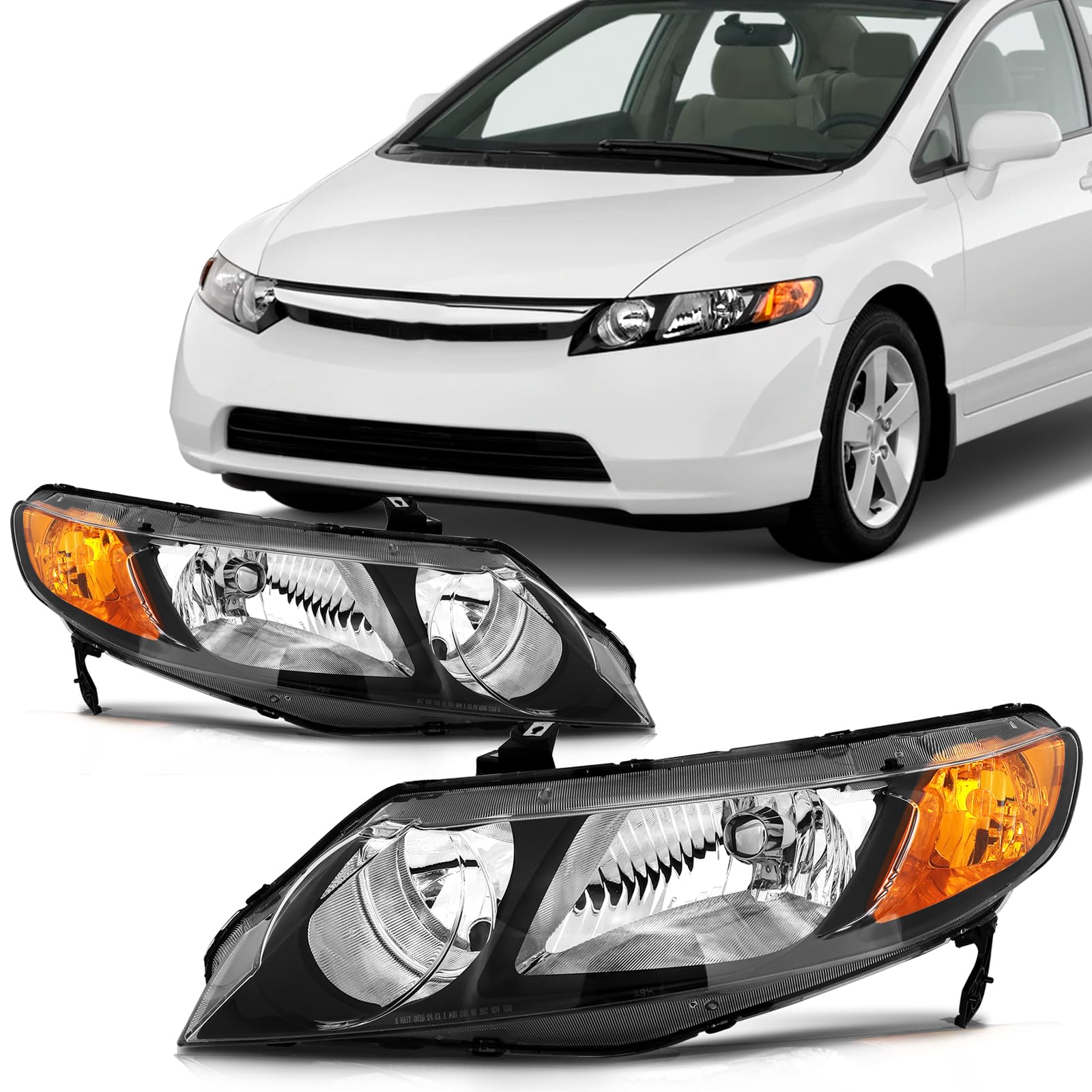 SCITOO Headlight Assembly Fit 2014-2021 For Toyota 4Runner Black Housing Amber Reflector Pair Headlights 81170-35571 — view 8