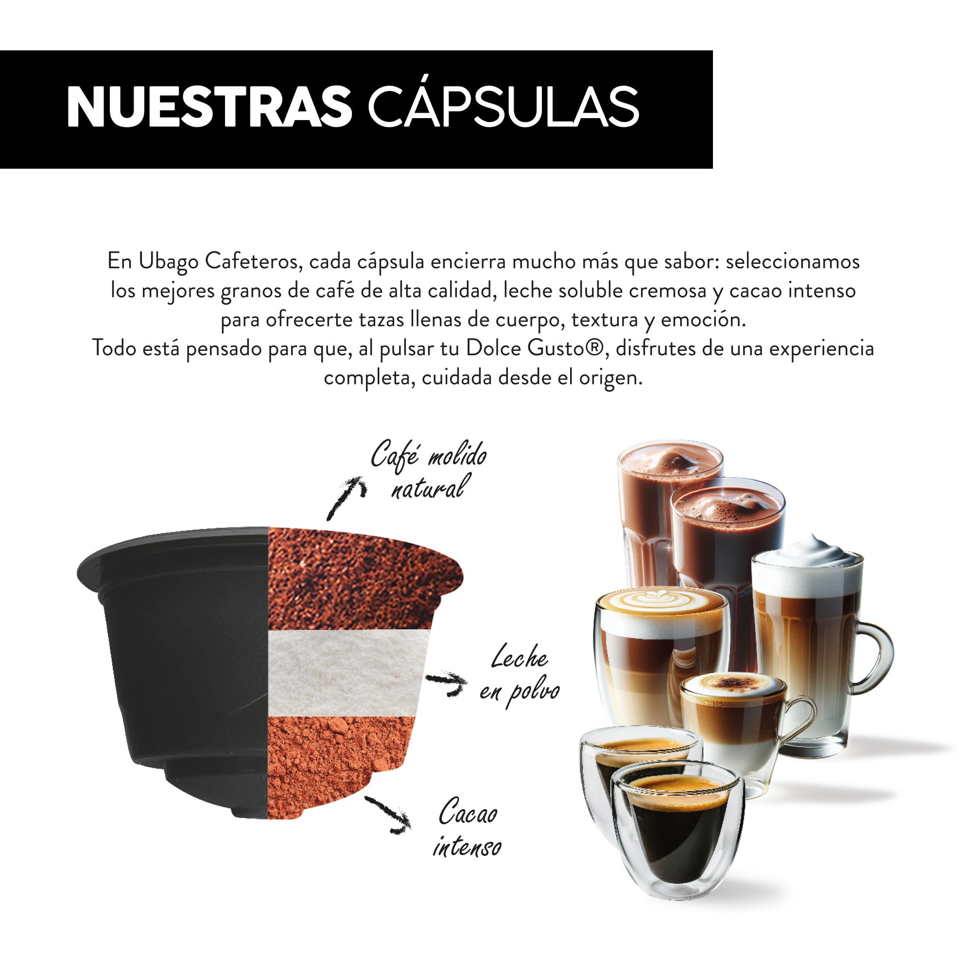 Ubago Café en cápsulas Café Cappuccino Caramel, Toffee Edition, compatible con capsulas Dolce Gusto, oferta de 192 unidades