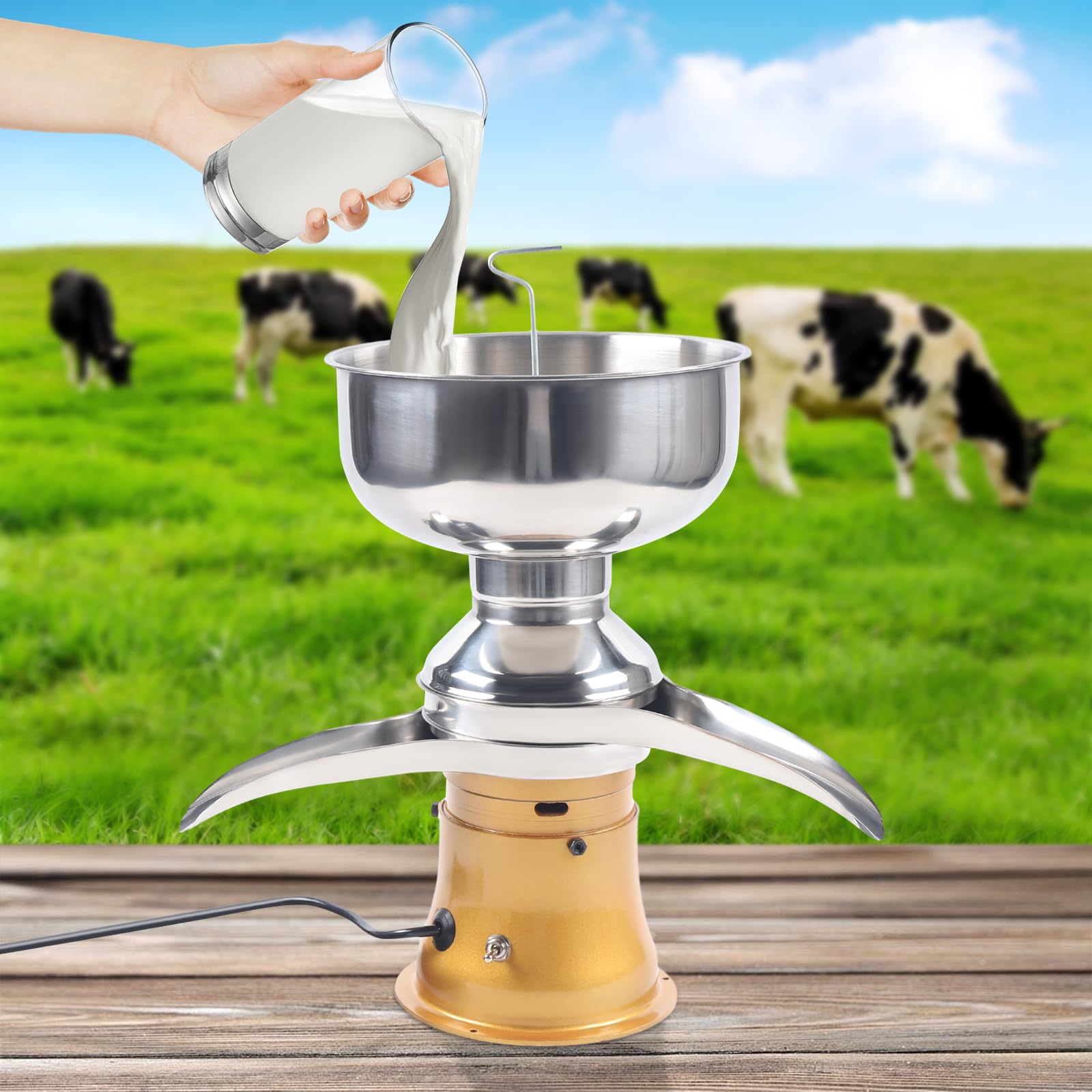 5L Elektrische Milchzentrifuge Separator, 50L/H Milch Zentrifuge Milchseparator Milchcreme Separator, Milch Sahne Zentrifugal Separator Rahmzentrifuge Zentrifuges Trennmaschine mit Milchtank