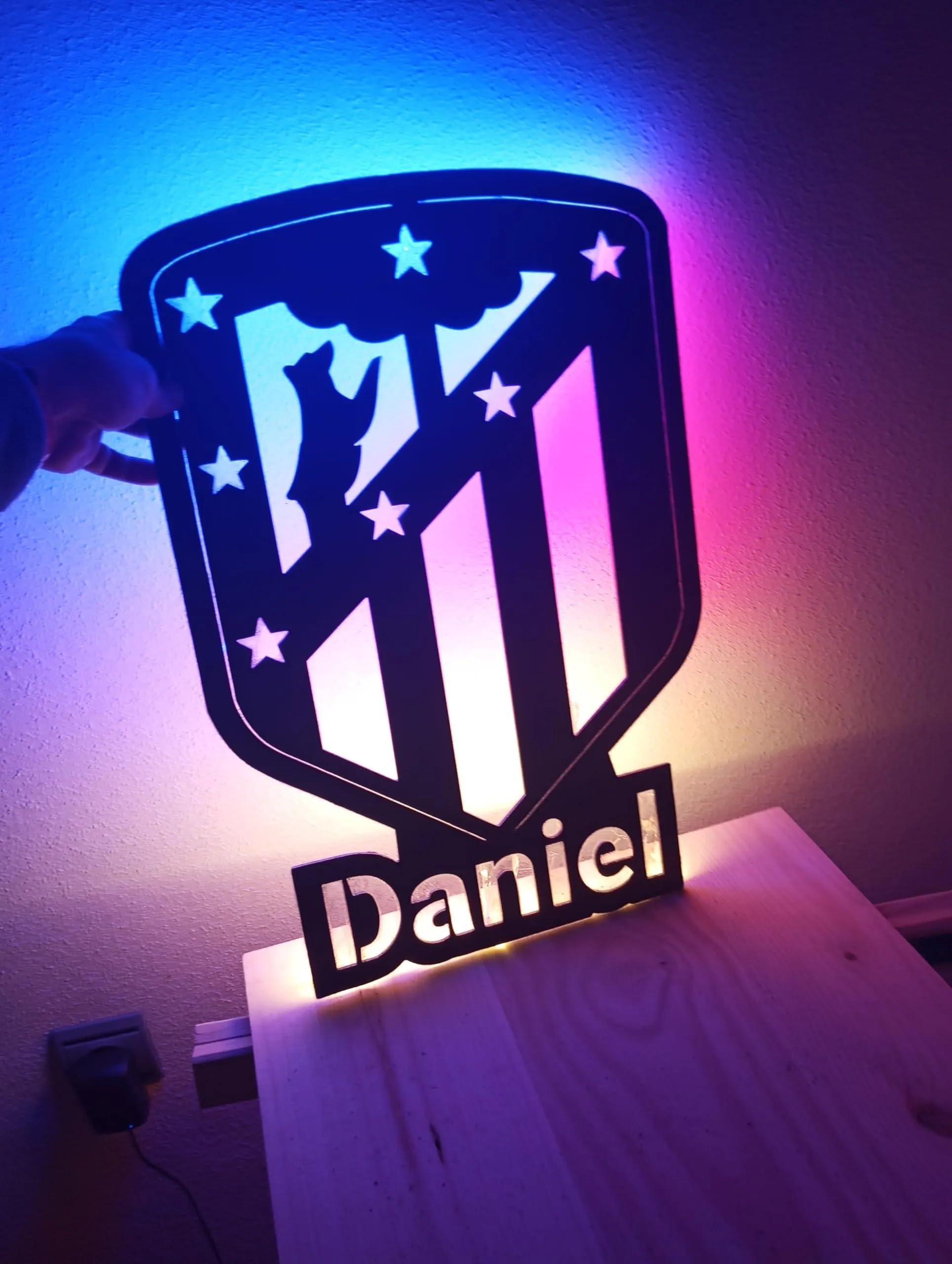 Letrero neon led escudo personalizado Madrid iluminado para colgar en la pared habitación de fútbol para aficionado atlético de España colchonero