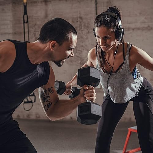 Miniatura 7 de RitFit Juego de mancuernas hexagonales con revestimiento de goma de 5 a 300 libras con estante opcional para gimnasio en casa, pesas de mano