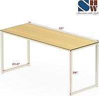 Vista 52 de SHW Mission - Escritorio para computadora de oficina en casa, de 32 pulgadas, nogal