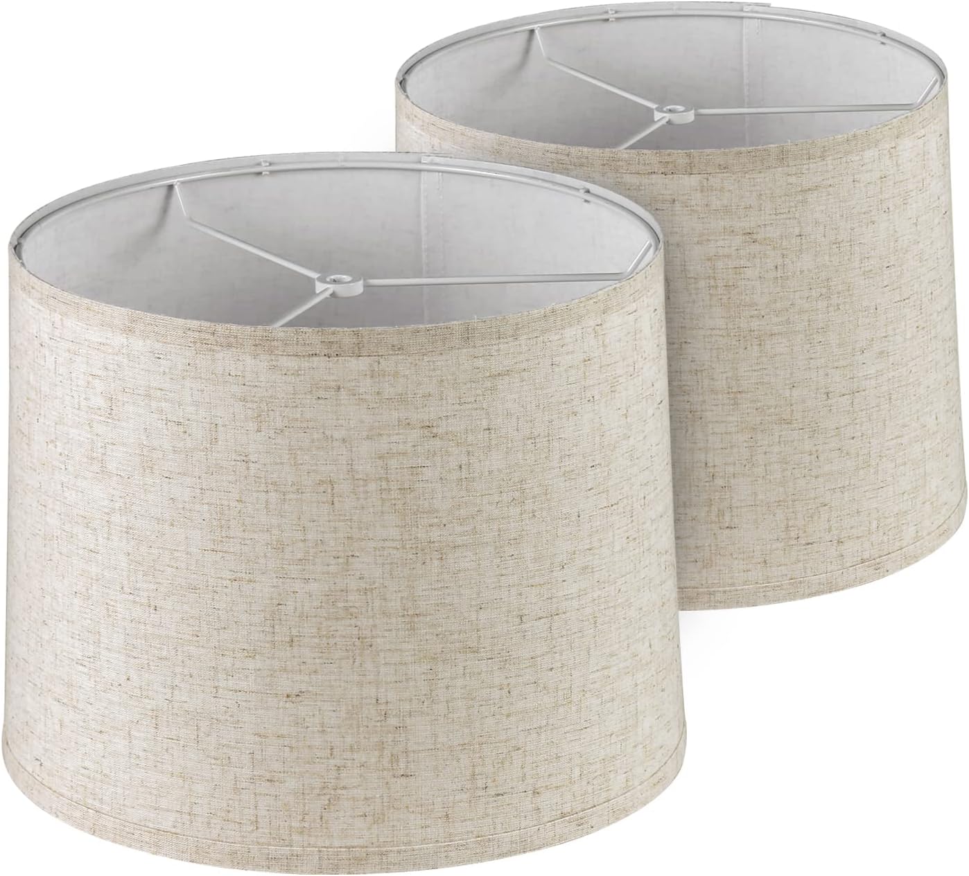 Natural Linen Lamp Shades Set of 2, 11.6 x 12.6 x 9.8 Inch Fabric Drum