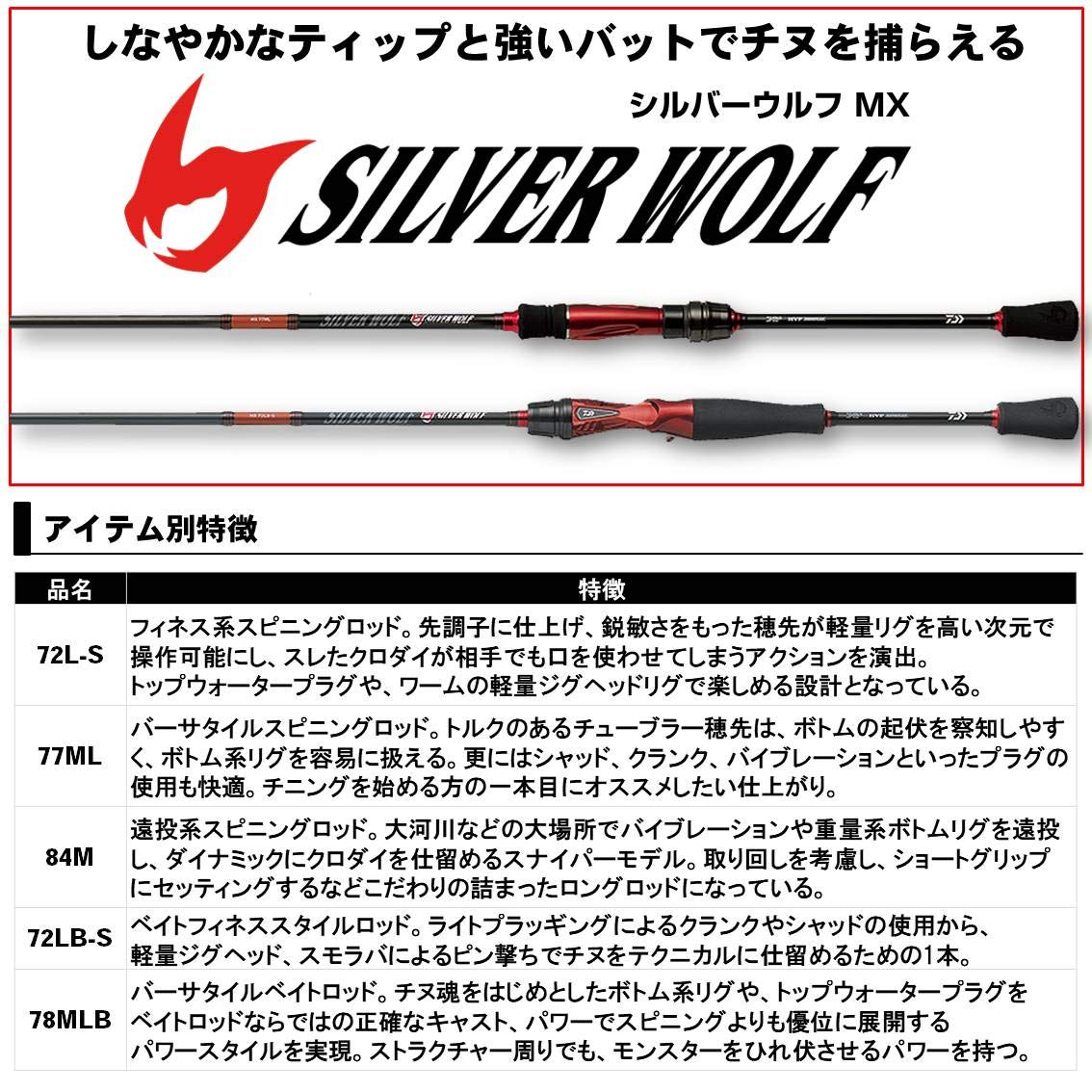 Amazon | ダイワ(DAIWA) チニングロッド シルバーウルフ MX 72LB-S 