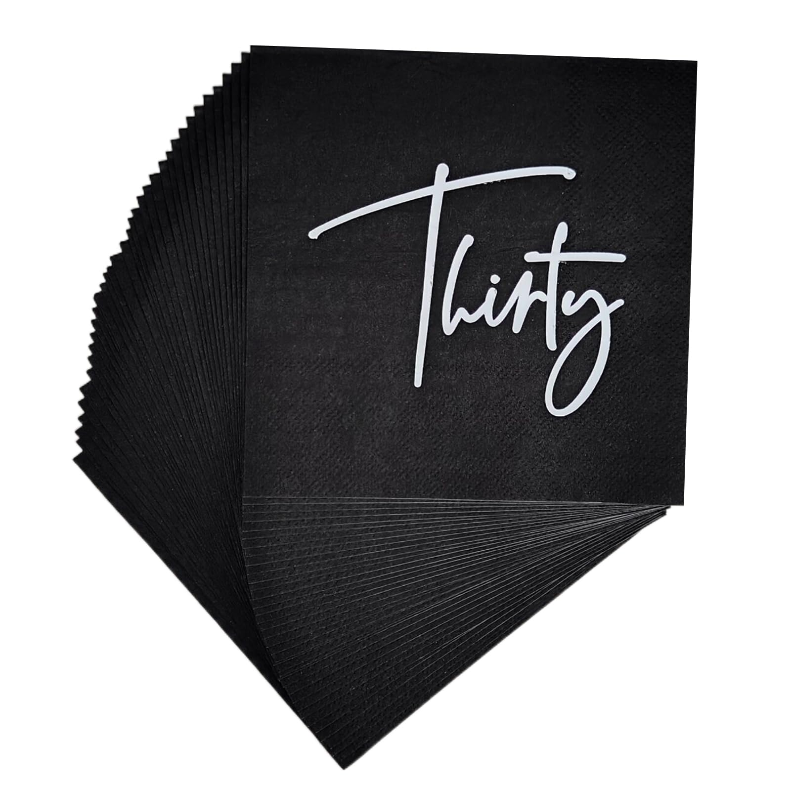 40pcs Black and Silver 30th Birthday Napkins - Cocktail Napkins for Women and Men Decorations - Disposable Cake Beverage Dessert Napkins