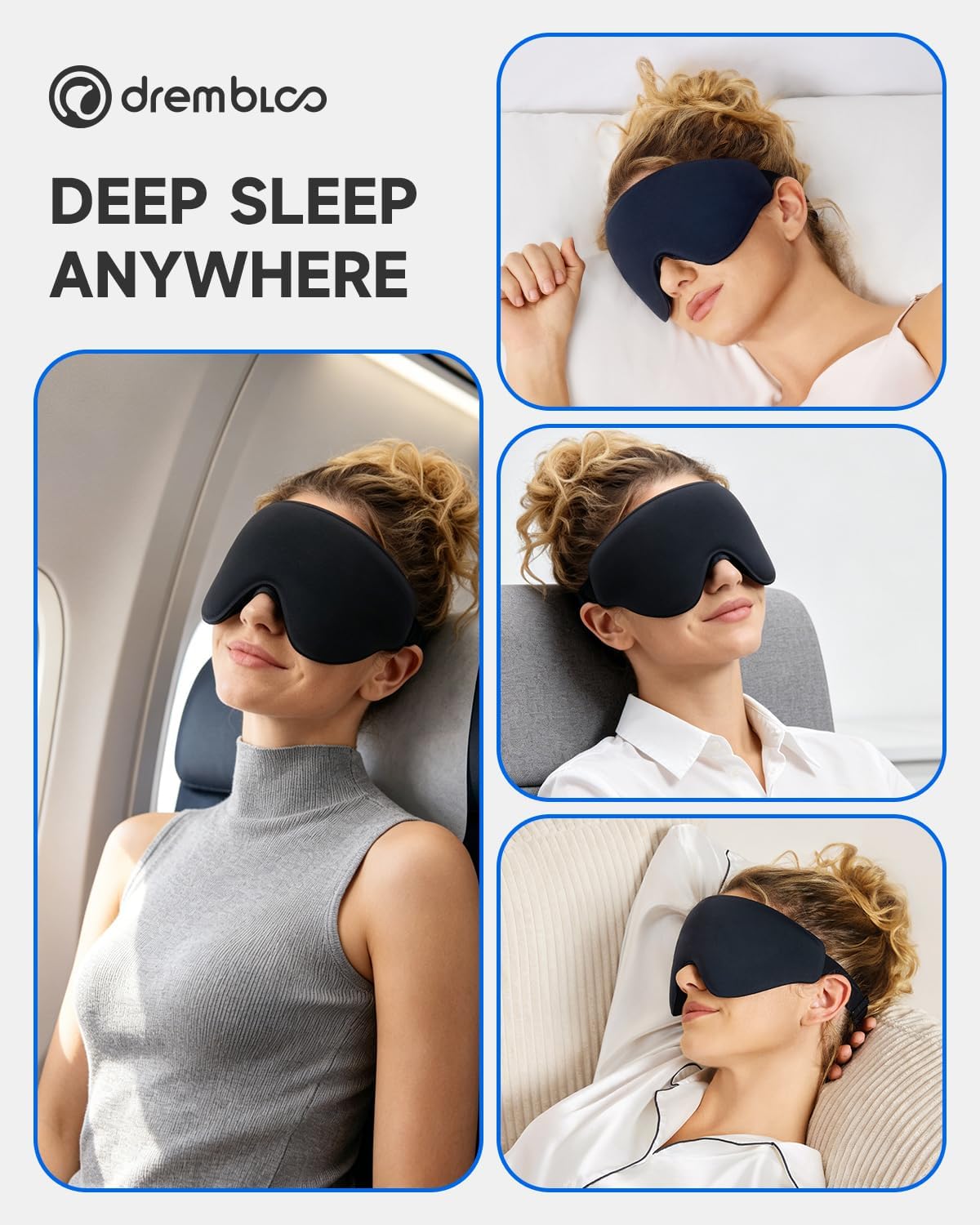 Sleep Mask with 3D Contoured Memory Foam, Zero Light Leakage Nose Bridge, Breathable Eye Cover for Side Sleepers, Travel, Office Nap & Insomnia Relief，Black