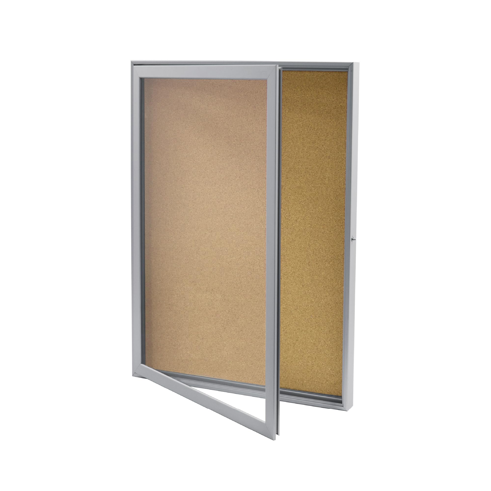 Tablón de Anuncios con fondo de Corcho, Panel de Anuncios de Aluminio con Cerradura (500x700mm)