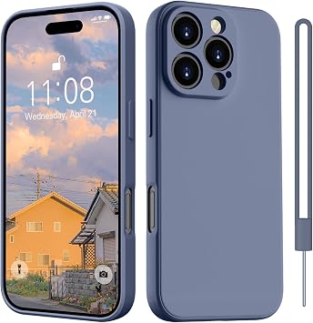 HGH Case for iPhone 16 Pro with Lanyard,Slim All-Around Protect Case for iPhone 16 pro 6.3 Inch - Gray