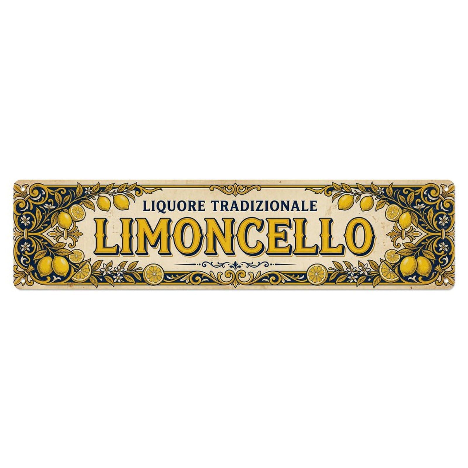 Vintage Limoncello Vintage Italian Bar Metal Tin Sign Plaque Wall Decor for Cafe, Club, Garden Metal Poster 4x16Inch