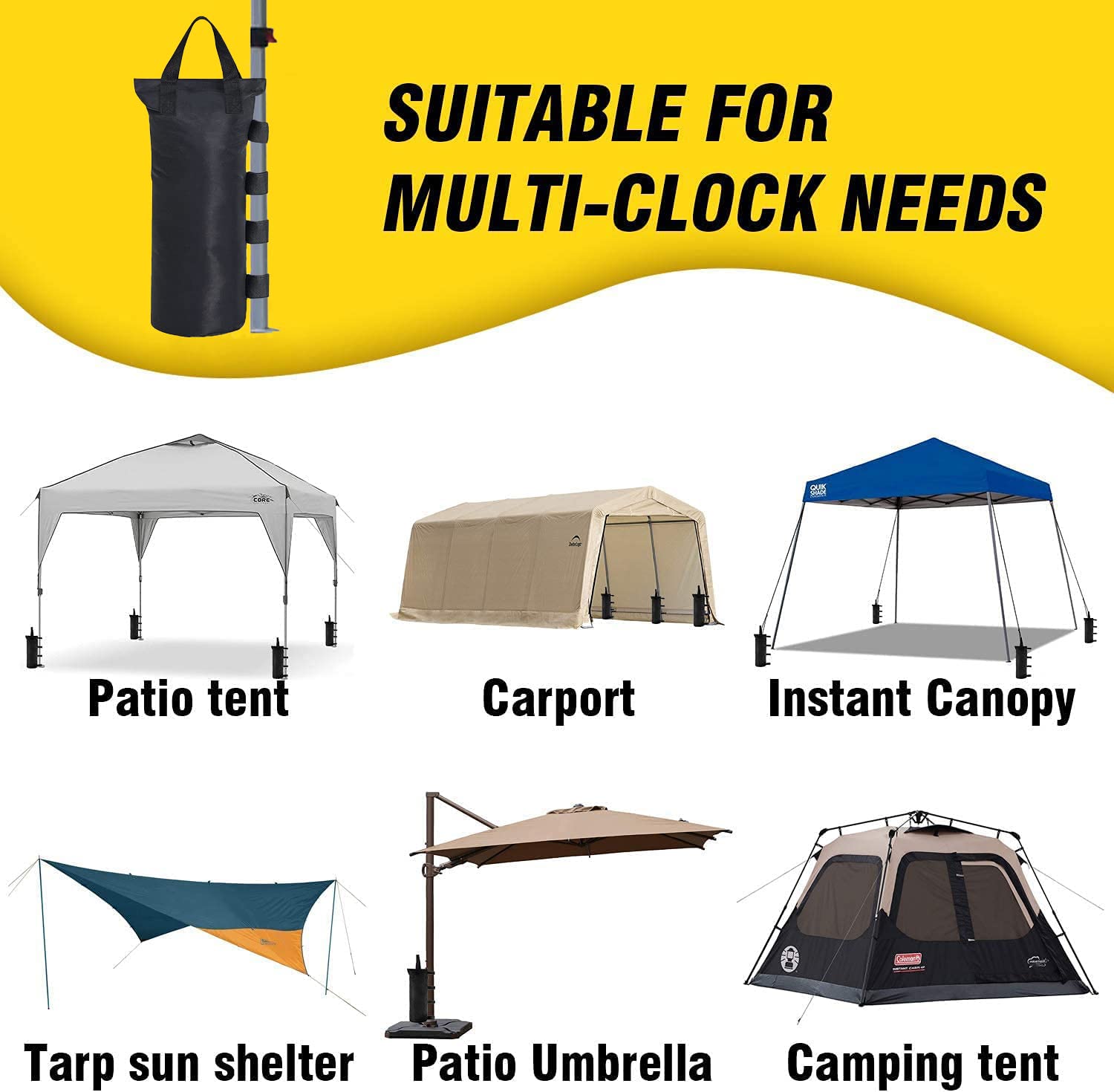 Borse Per Pesi Da Gazebo - 4 Sacchetti Per Tende Da Campeggio E Ombrelloni - Foto 8