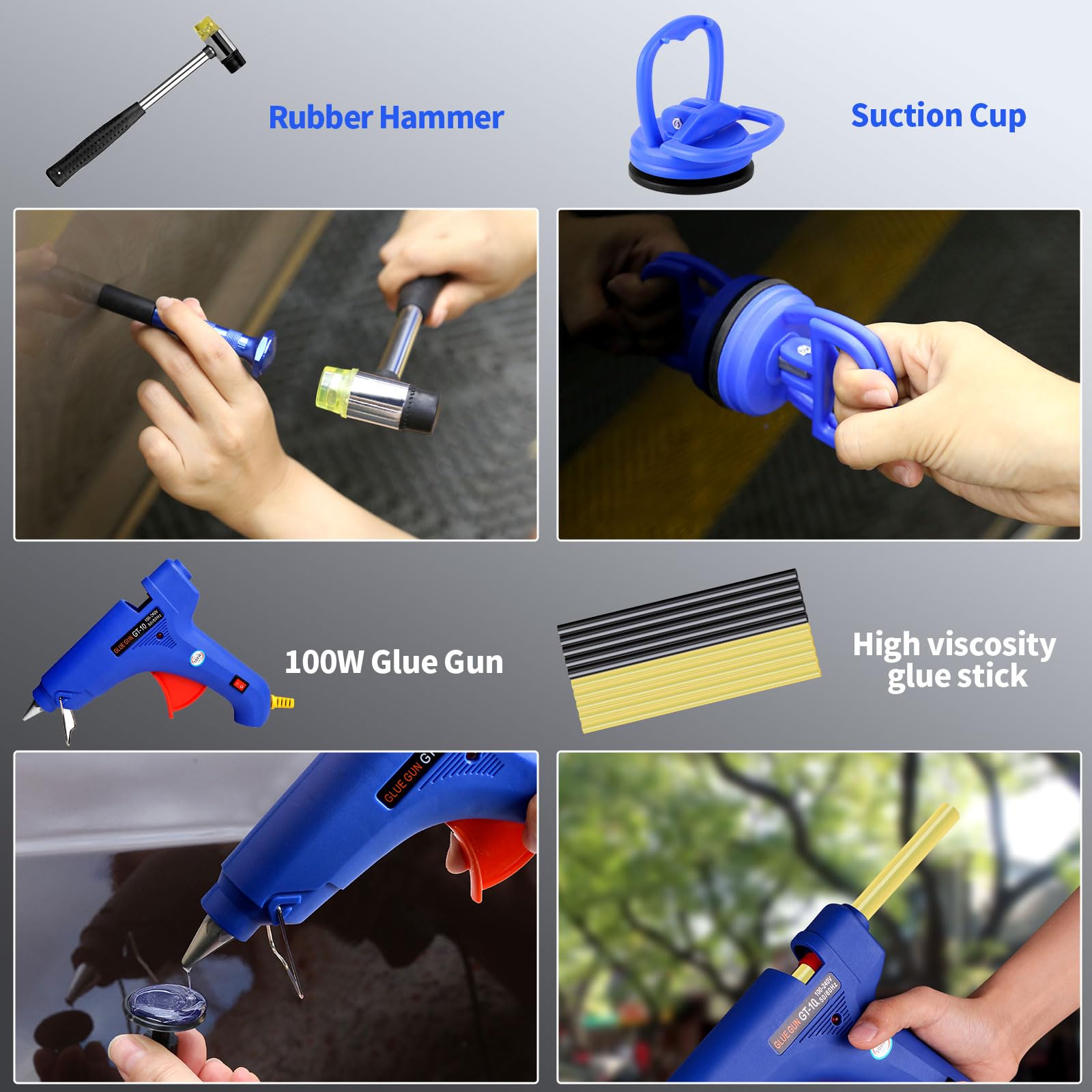 Super PDR Paintless Dent Removal Kit for Car,Body Repair Tools Dent Removal Tools, Hail Damage Repair Tools Dent Puller kit Auto Body Dent Remove Repairs 95% of Car Dents