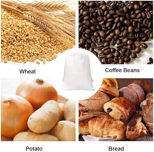 Miniatura 4 de SumDirect 20 bolsas de muselina de algodón, bolsas de regalo ligeras blancas transpirables con cordón, bolsas de almacenamiento reutilizables para