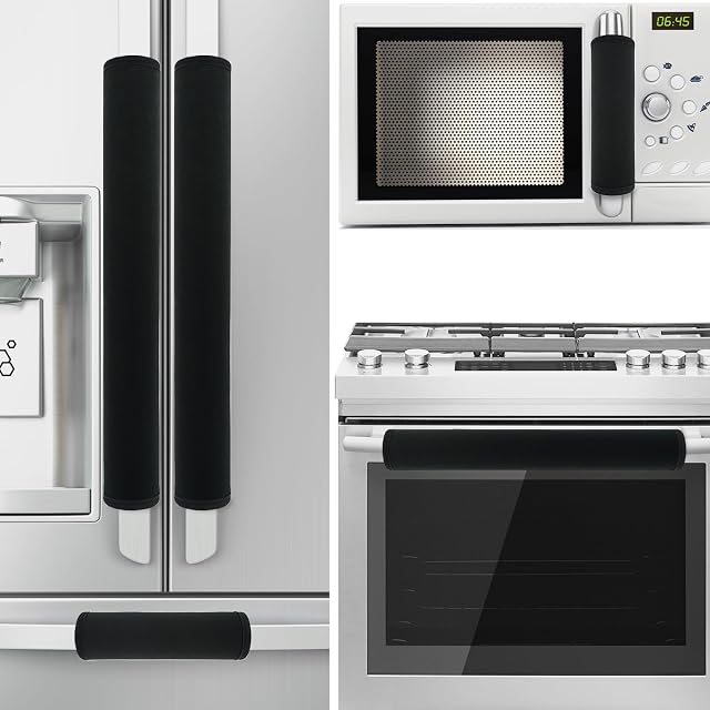 Ziyaot 5Pcs Réfrigérateur Poignée de porte Housse de cuisine lavable Poignées de décoration Frigidaire Four Micro-ondes Lave-vaisselle Protecteur antidérapant, garder hors empreintes digitales