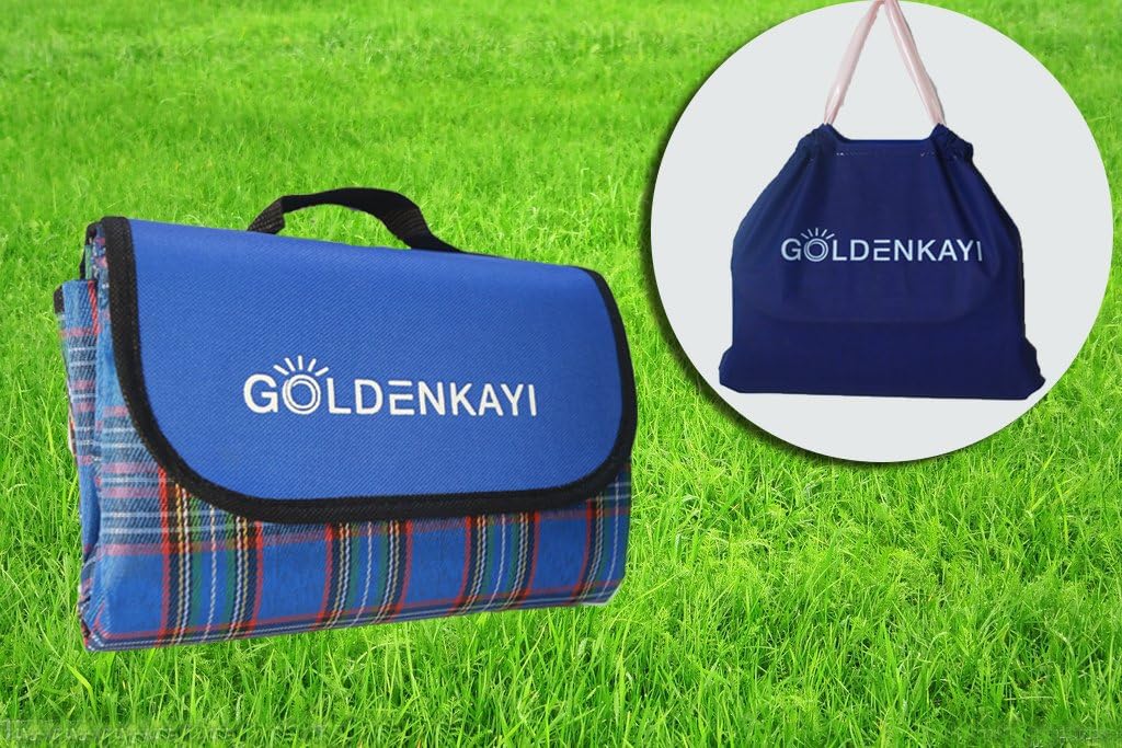 GOLDENKAYI Picnic Blanket Mat Beach Camping Extra Large Waterproof Sand Proof 78“X78”(200x200cm) for Kids,Children,Picnic,BBQ,Beach Game(Blue)