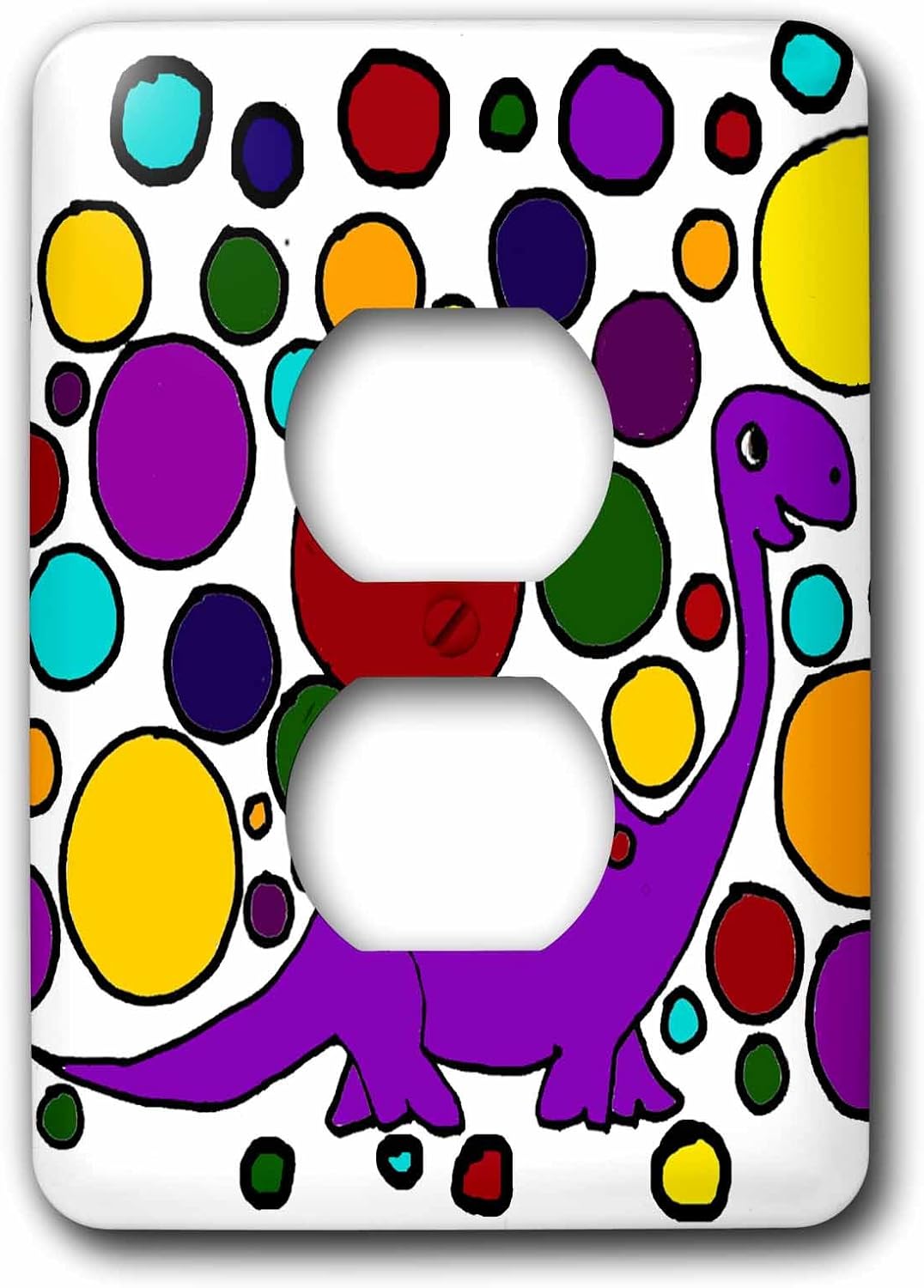 3dRose lsp_204415_6 Funny Purple Brontosaurus Dinosaur Abstract Art 2 Plug Outlet Cover
