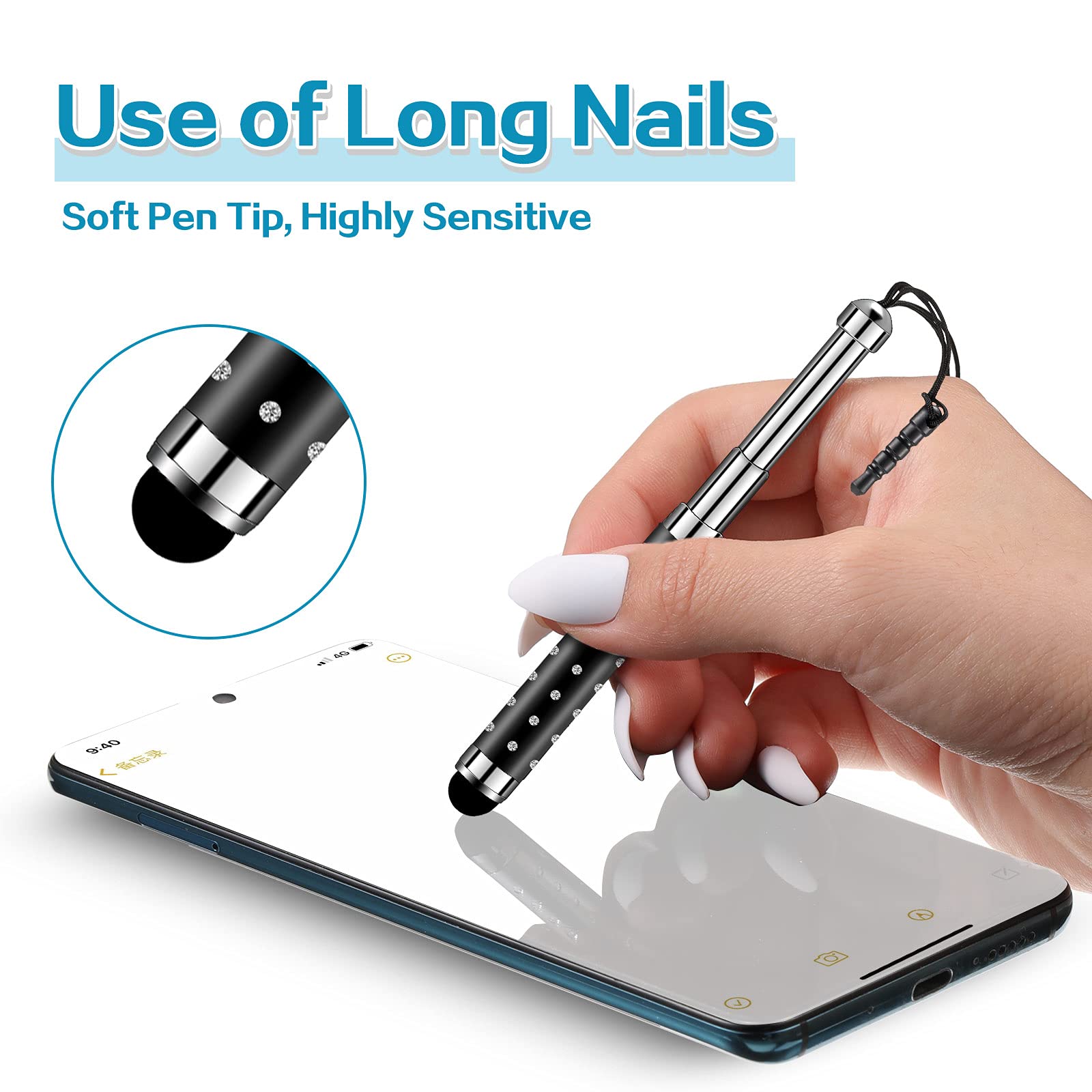Weewooday 5 Stylets pour Écran Tactile Stylet Tactile capacitif Rétractables Stylo Capacitif Universel pour la Plupart des Appareils Intelligents, Téléphones