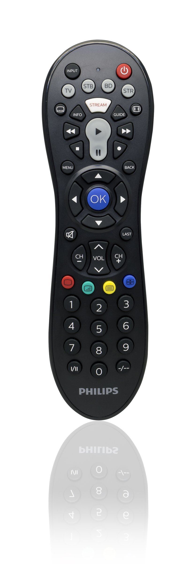 Philips Audio SRP3014/10 - Universal-Fernbedienung für Apple TV und Roku (Fernseher, DVD, Blue-Ray, Kabel, Videorekorder, DTV, DVR) Schwarz (Generalüberholt)