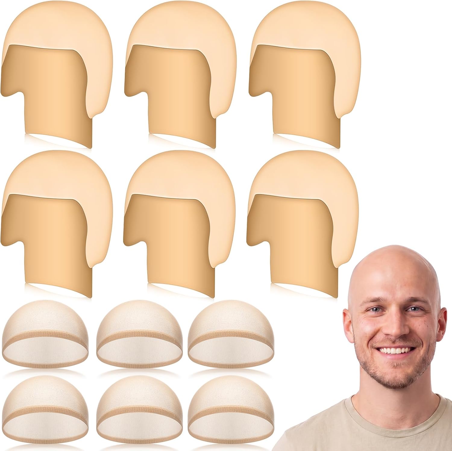 Wavwavw Bald Cap Halloween Nylon Wig Caps for Women Men Makeup Latex Head for Party Cosplay