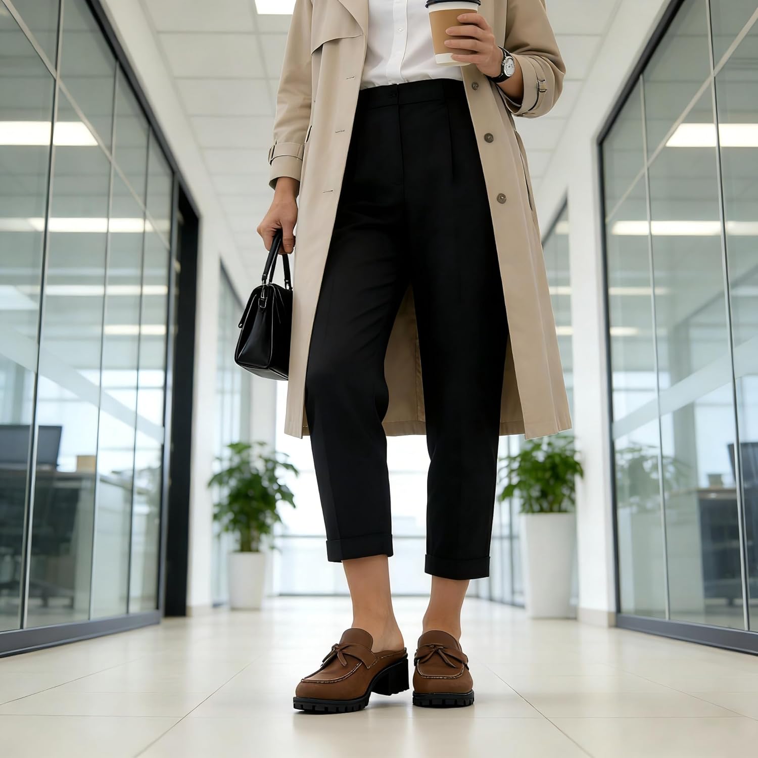 Ablanczoom Mules for Women Dressy Comfortable: Slip On Backless Womens Mules Platform Chunky Loafers for Work Office Business - Image 3