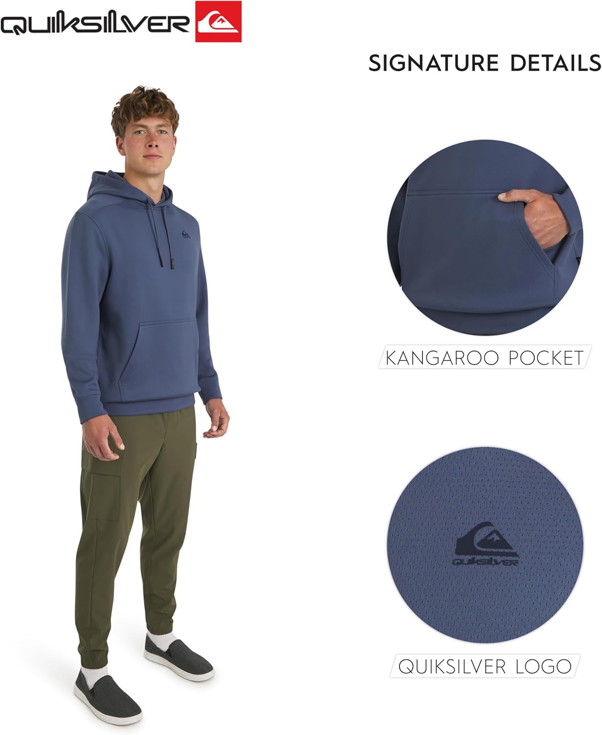 Quiksilver Men's Regular Fit Active Performance Heavyweight Jacquard Mesh and Polar Fleece Pullover Hoodie (S-XL) - Image 6