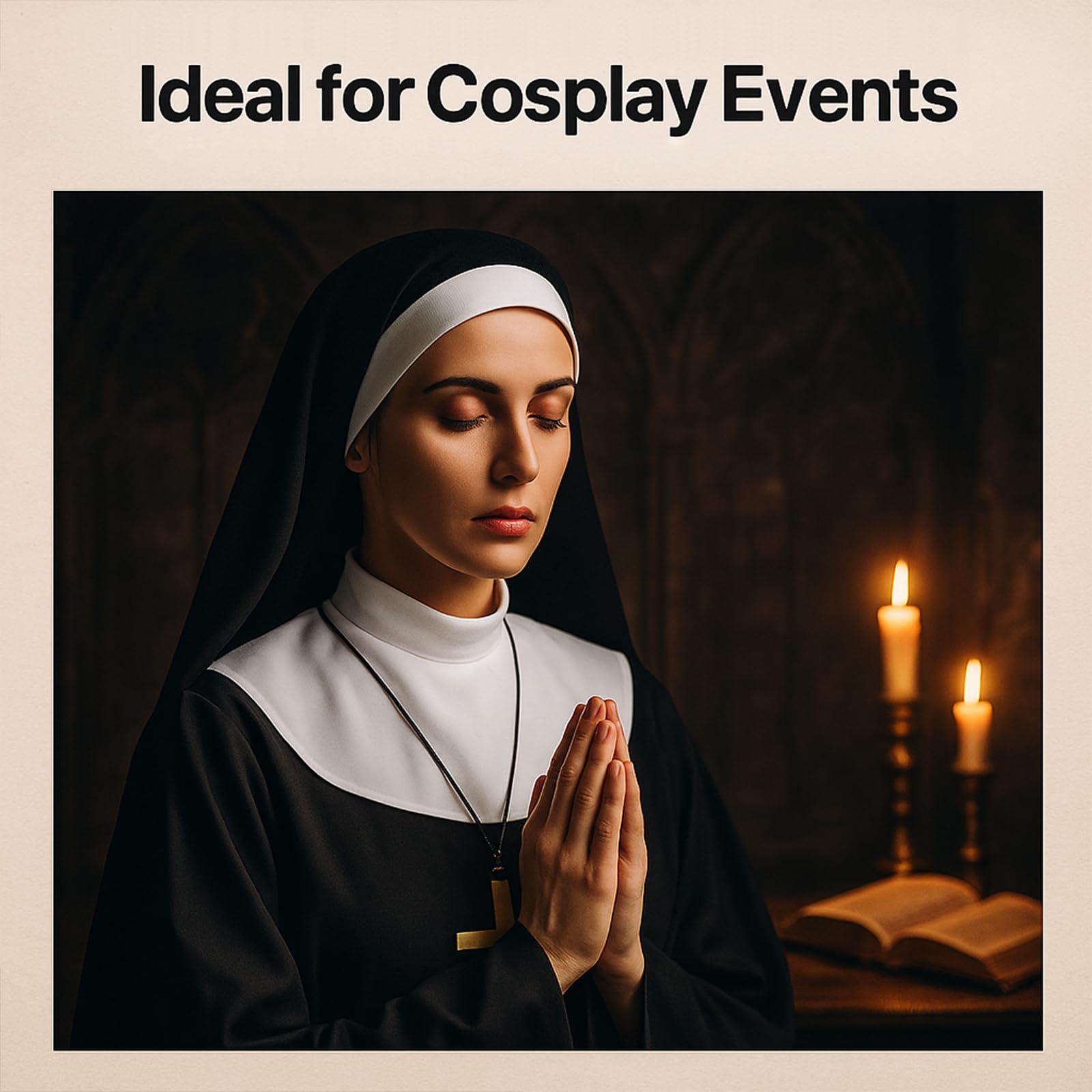 zhongko 3Pcs Halloween Nun Costume Accessories - Image 3