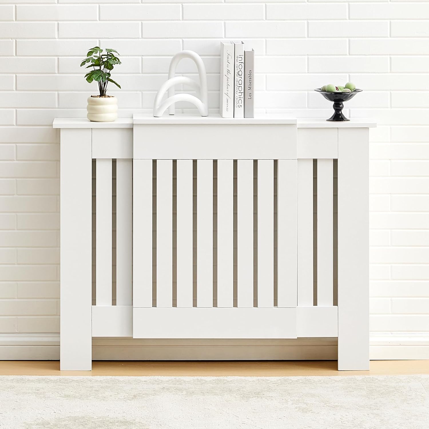 TUKAILAi Extendable Radiator Cover 75-105cm Length Adjustable Wooden ...