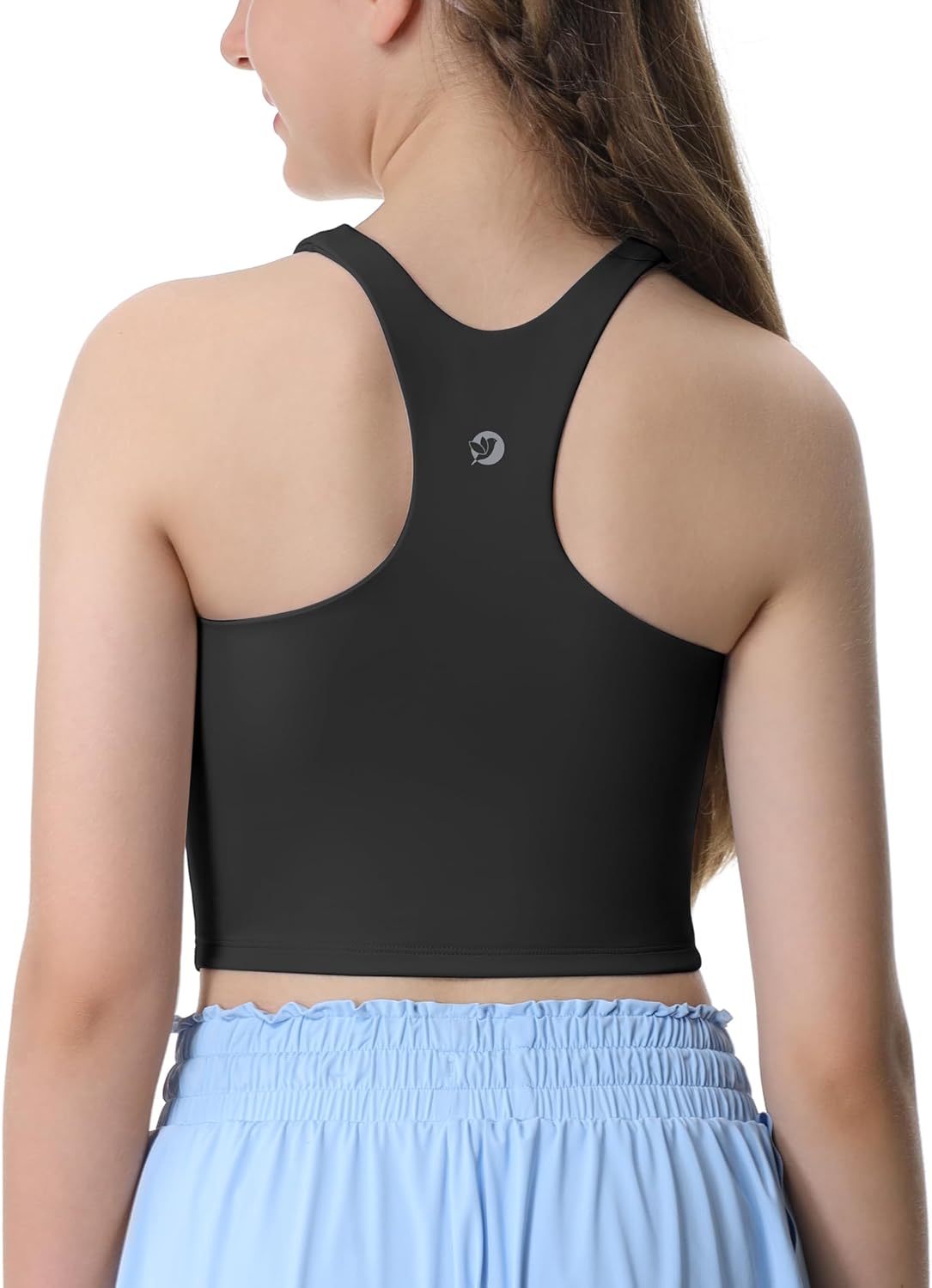 Girls Tank Tops Double Lined Crop Tops for Kids High Crew Neck Racerback Basic Sleeveless Dance Top for Girls - Image 2