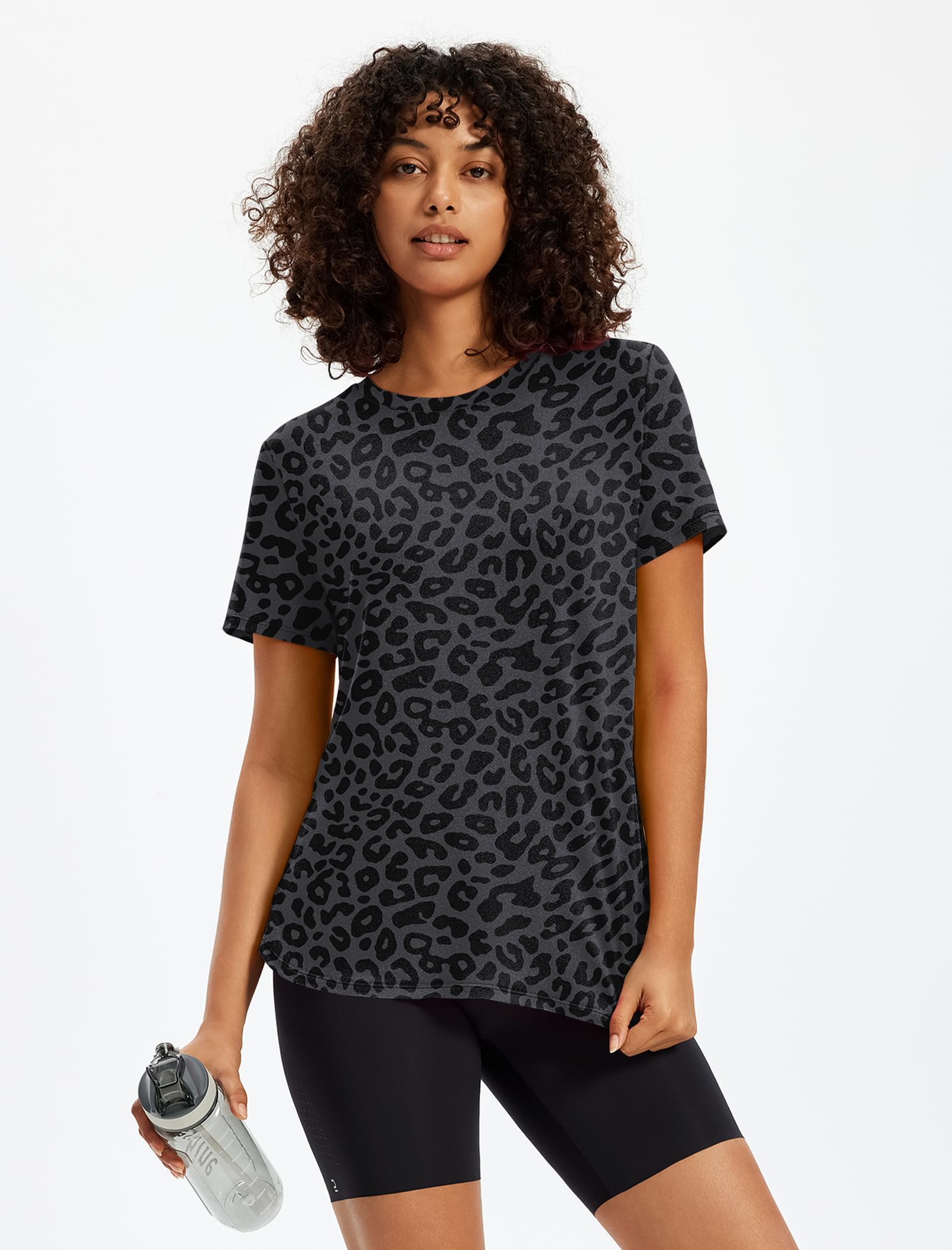 NIASHOT Workout Tops for Women Activewear Short Sleeve Shirts Gym Clothes Pilates Running Yoga Tops UPF 50+ Quick Dry — view 5