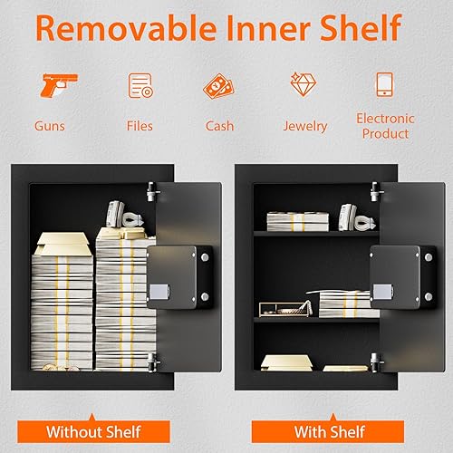Miniatura 3 de Giantex Caja de seguridad oculta de pared electrónica, gabinete de seguridad plano electrónico de pared incorporado (negro)