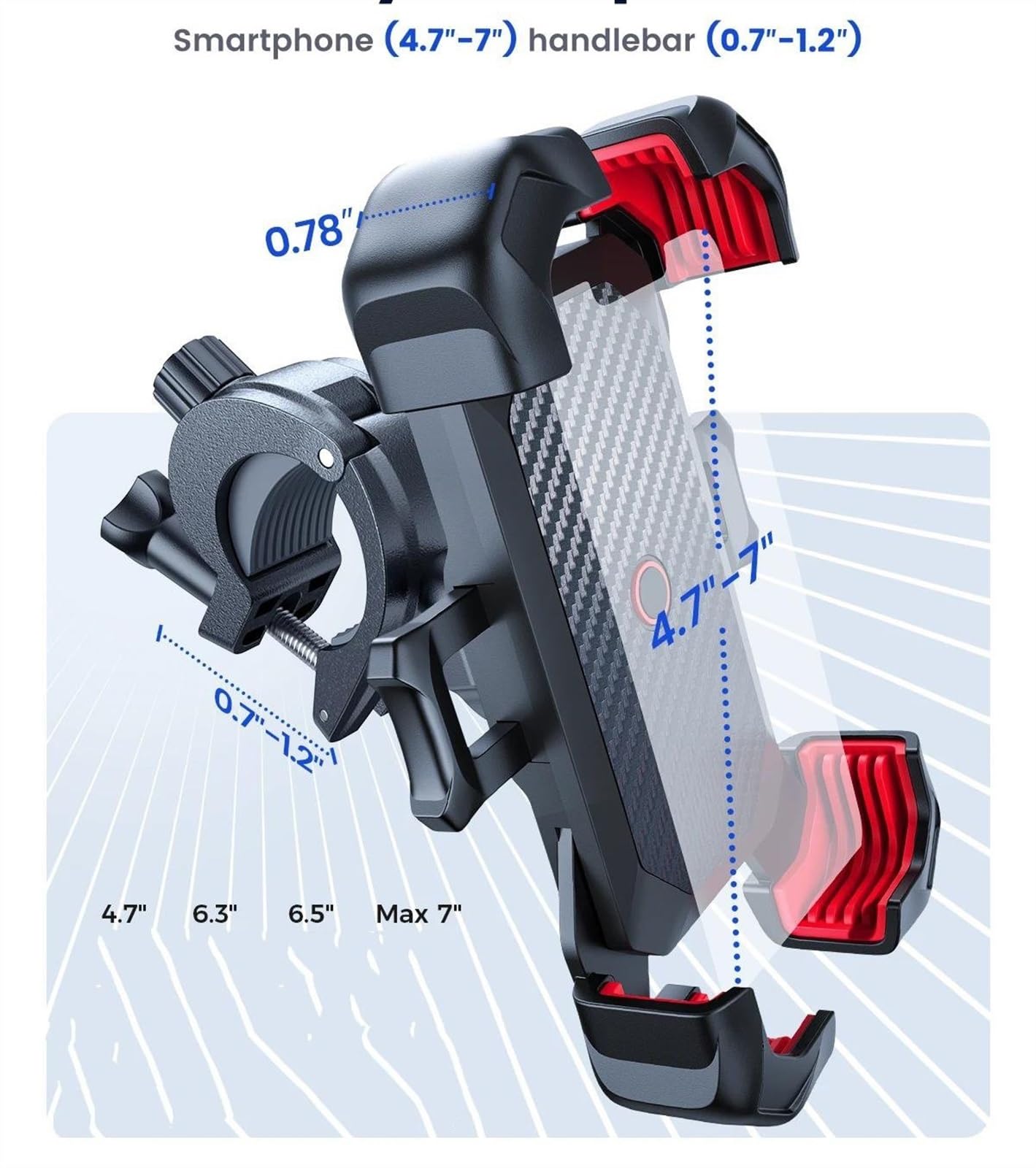 Soporte Navegación Soporte Universal para Teléfono De Bicicleta con Vista 360 ​​°, para Móvil 4,7-7 Pulgadas, Clip GPS