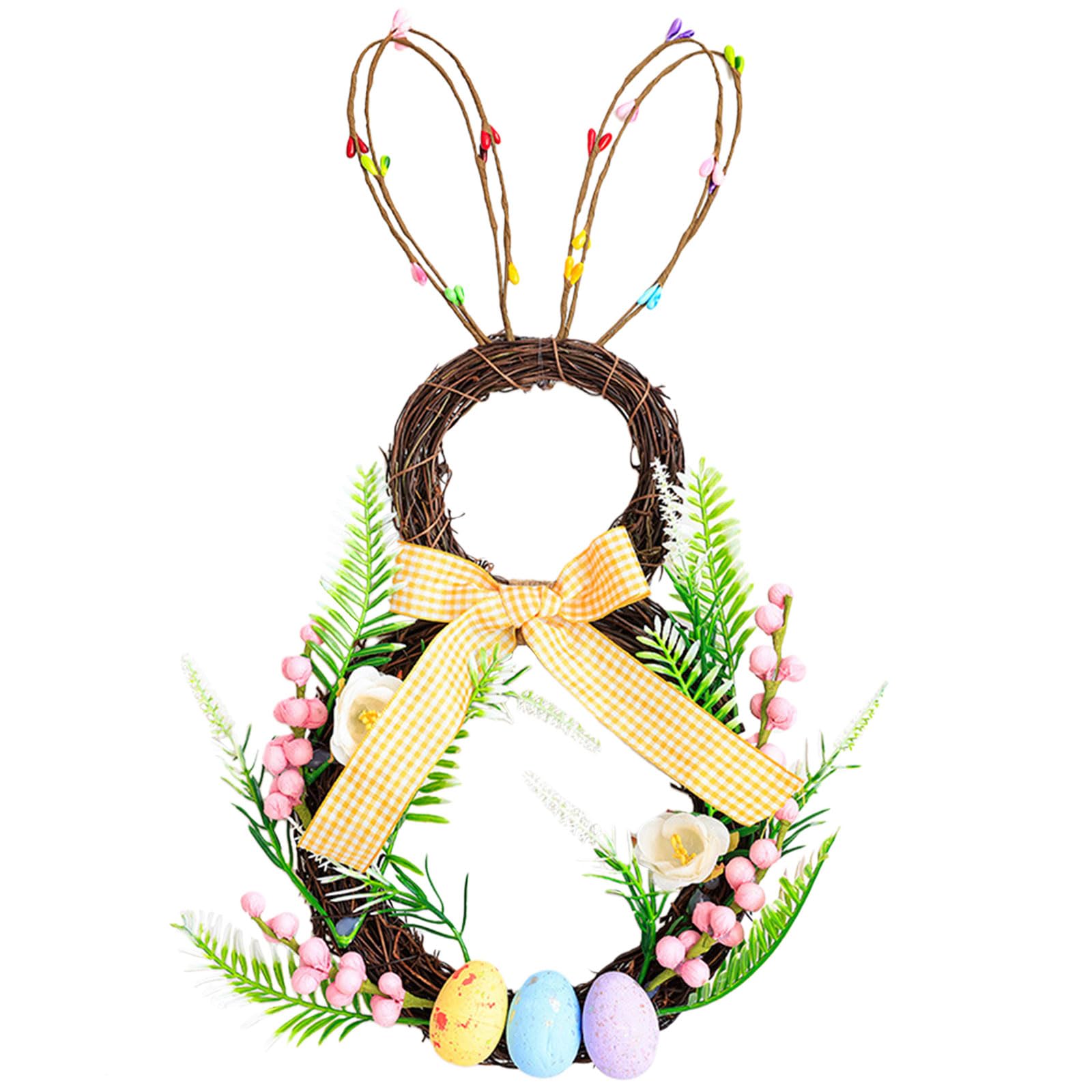 Jazuaiao Easters Foams Eggs Rattans Wreath Colorful Happy Party Decorations for Kid Painting Craft Garlands