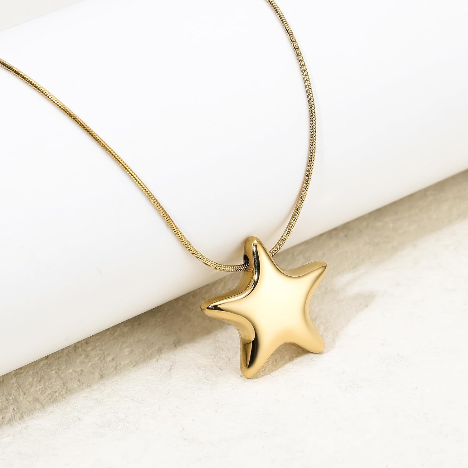 HANRESHE Star Choker Necklace for Women Stainless Steel Minimalist 14K Gold Plated Star Charm Pendant - Image 6