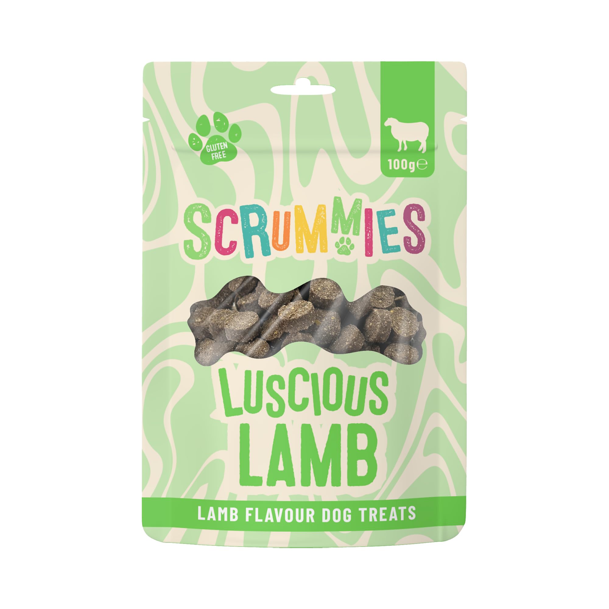Scrummies Luscious Lamb Dog Treats Oven Baked Bite Size Treats, Gluten Free, No Added Sugar, Low in Fat Healthy Lamb Flavour Treats for Dogs 12+ Weeks | 100g (Pack of 24)