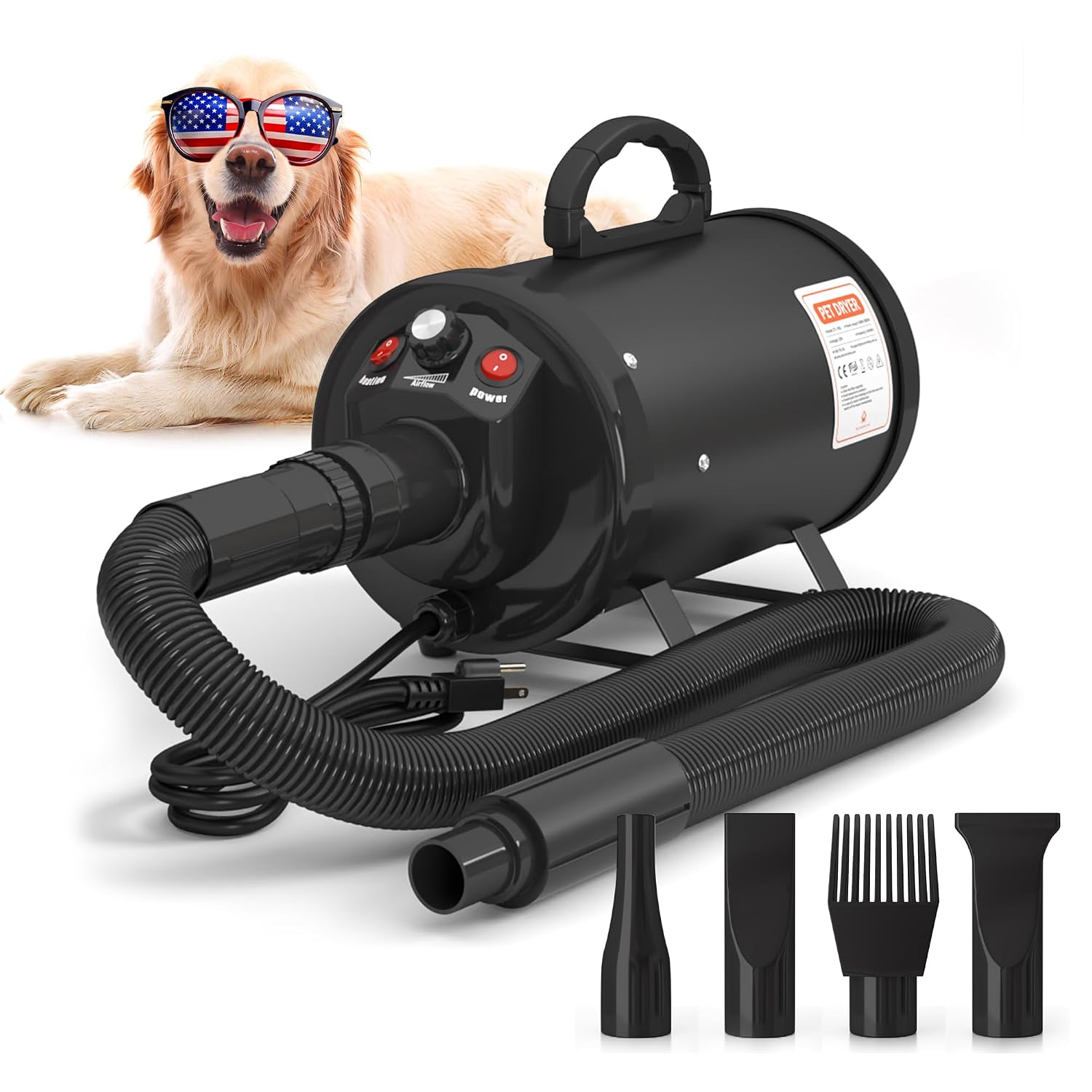 Pet Control Hq 1040G Professional Grade Grooming Stepless Adjustable Speed & Temperature Hair Blow Dryer, Quiet Dryer for ...